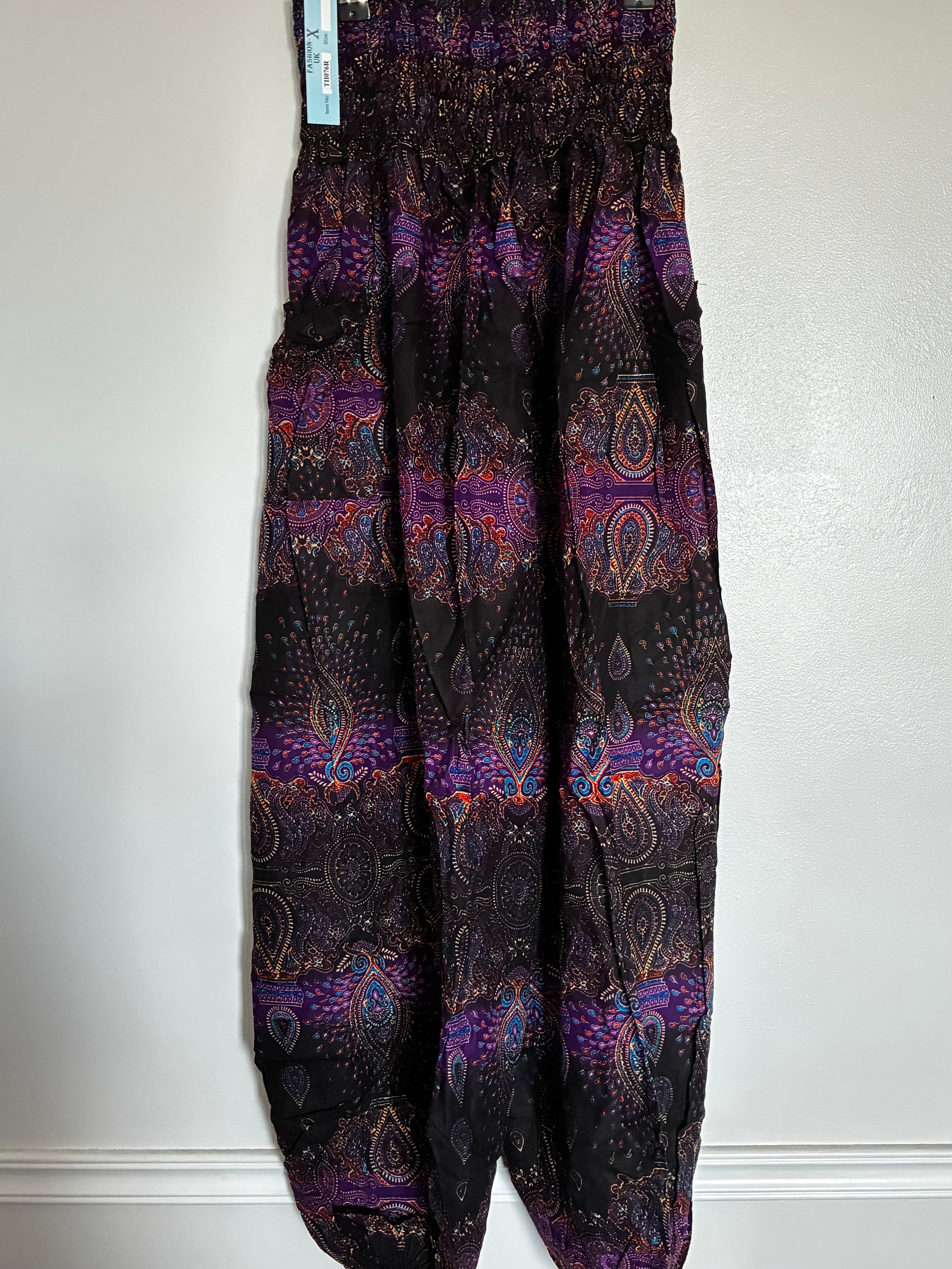 Purple/Black Striped Harem Trousers