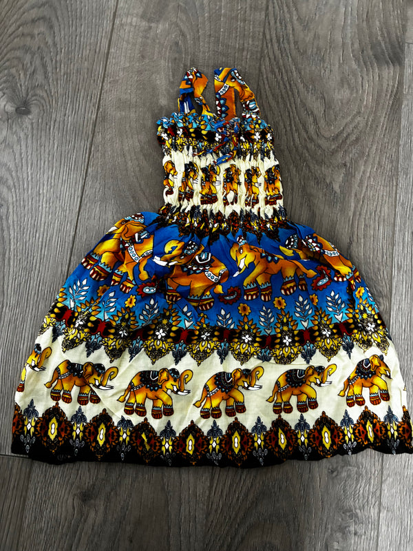 Blue/gold Elephant Dress (12-18mths ish)