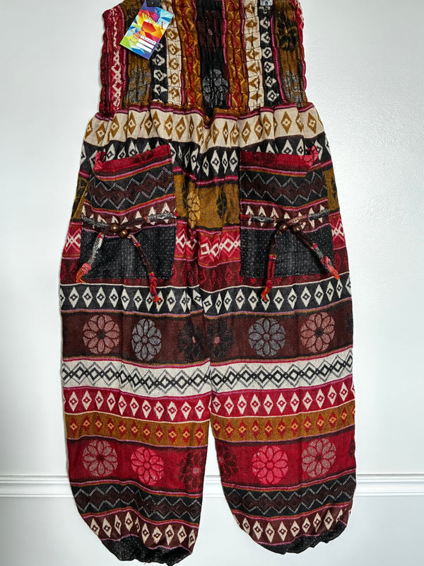 Fluffy Black/Red Stripes Cashmelon Trousers, 27-50" Waist