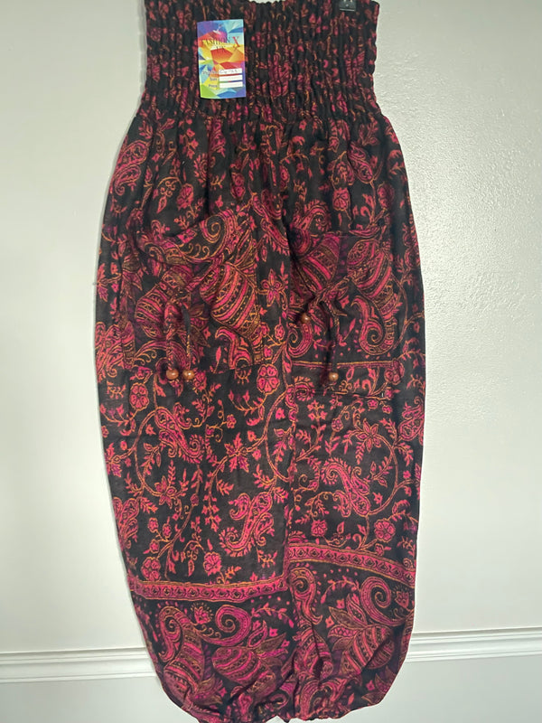 Snuggly Pink/Black Paisley Cashmelon Trousers, 22-46” Waist