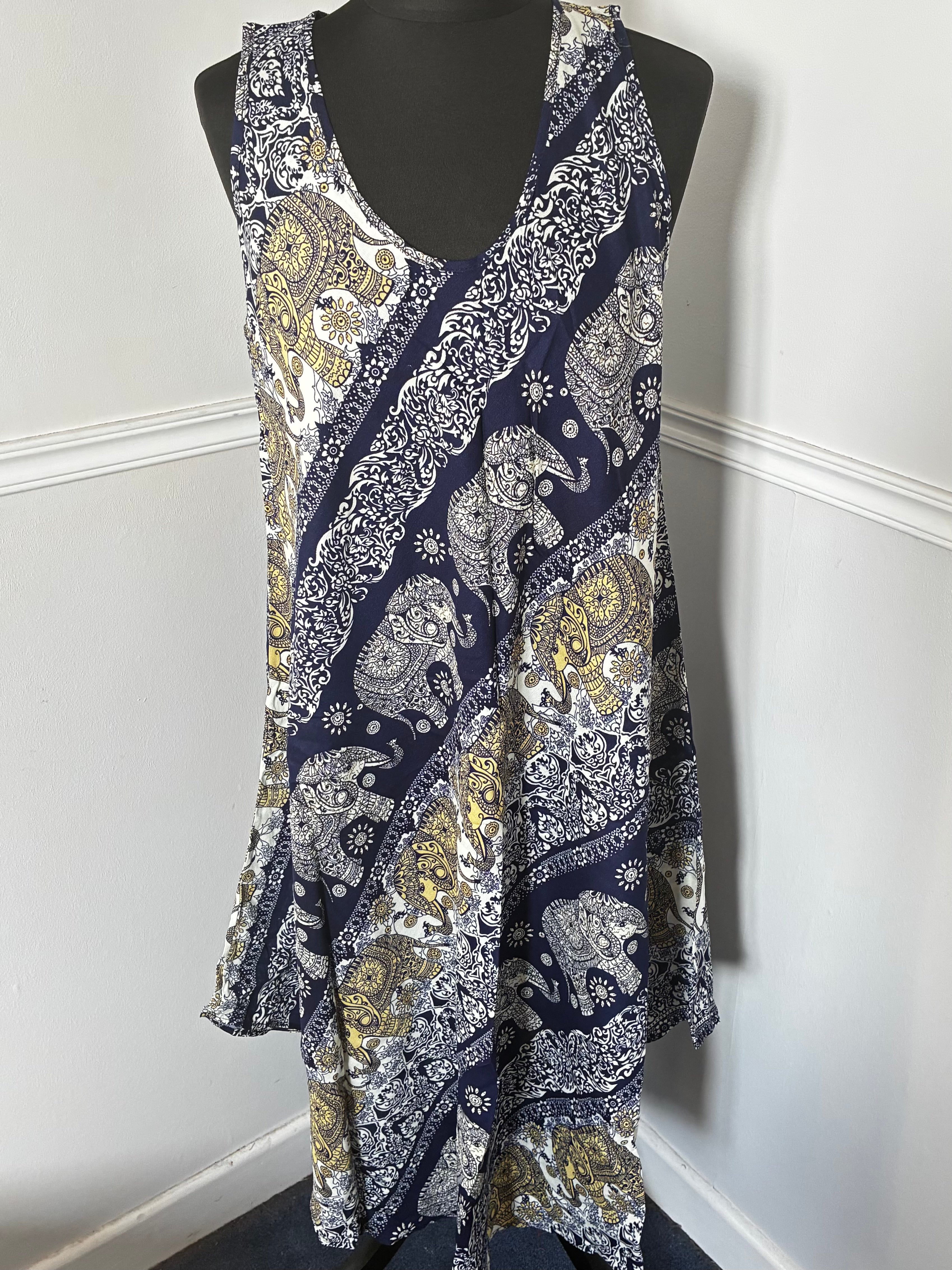 Dark Blue/Gold Elephant Dress