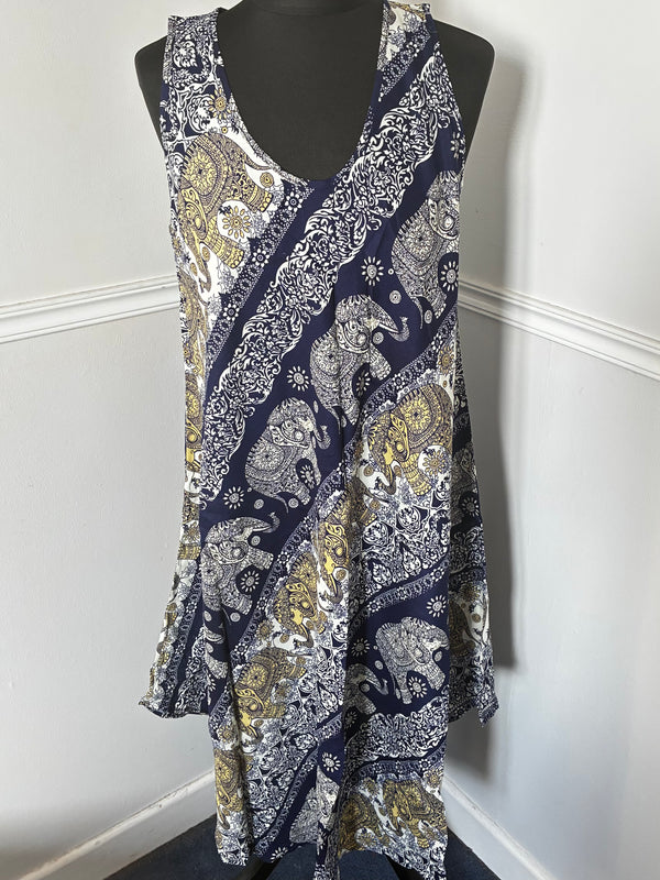 Dark Blue/Gold Elephant Dress