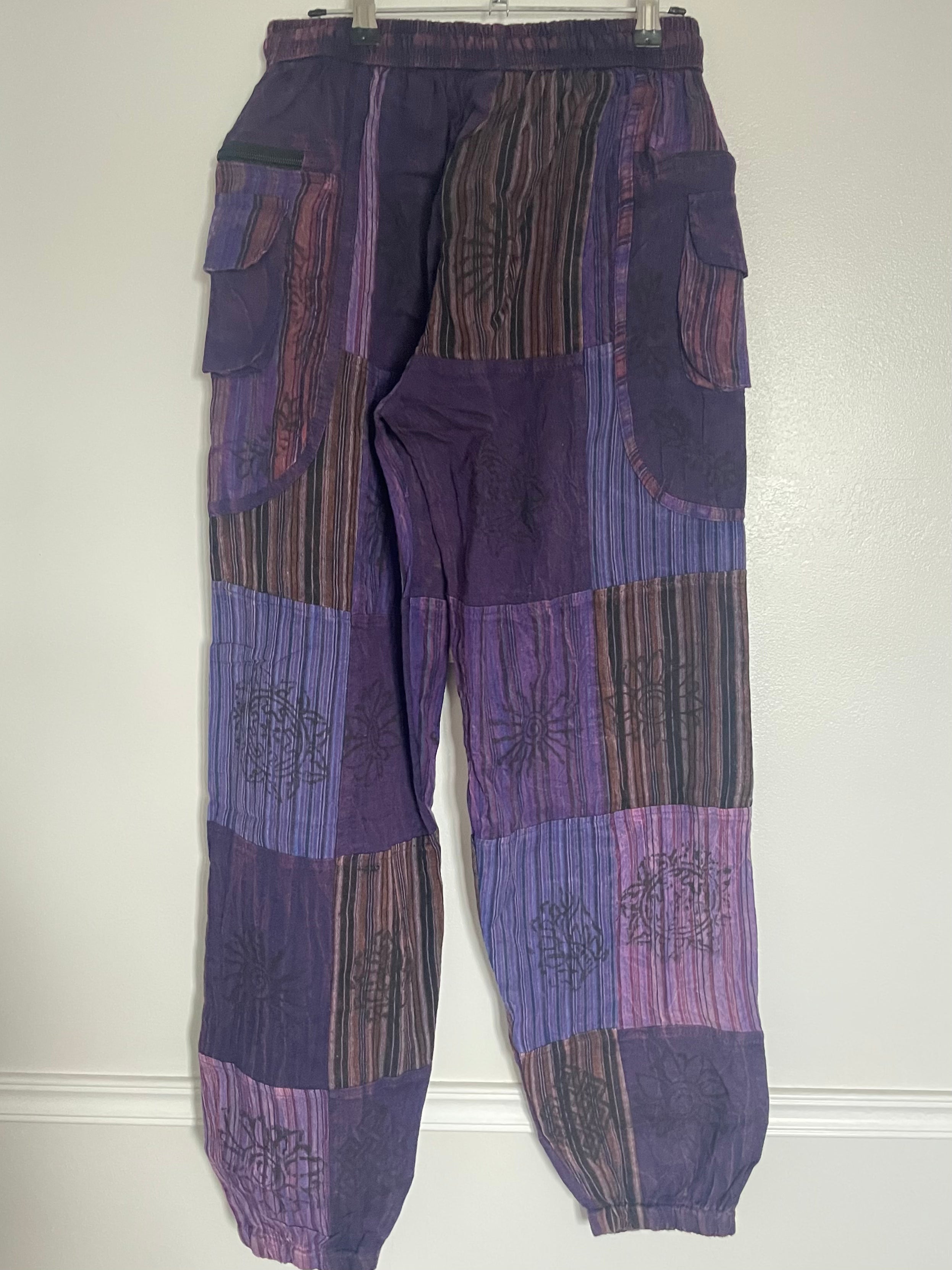 Patchwork Zip Pocket Trousers, XXL