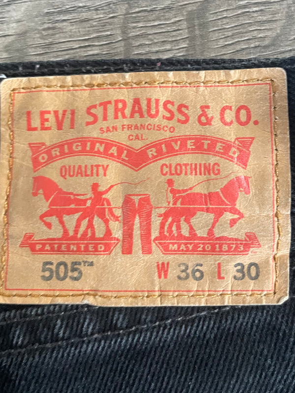 Vintage Levi's 505, Black, Label - W36, L30, Actual Size - W38, L28