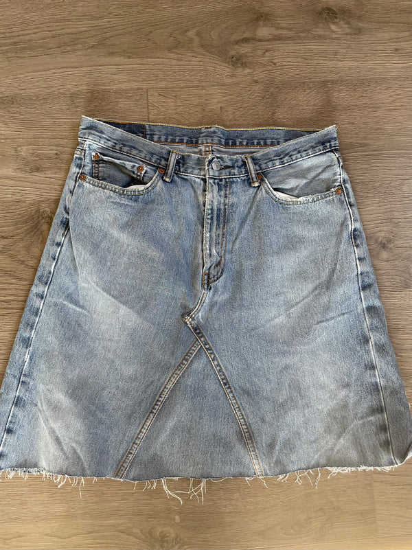 Vintage Up-cycled Levi's Skirt, Blue, Waist 35" Length 22"