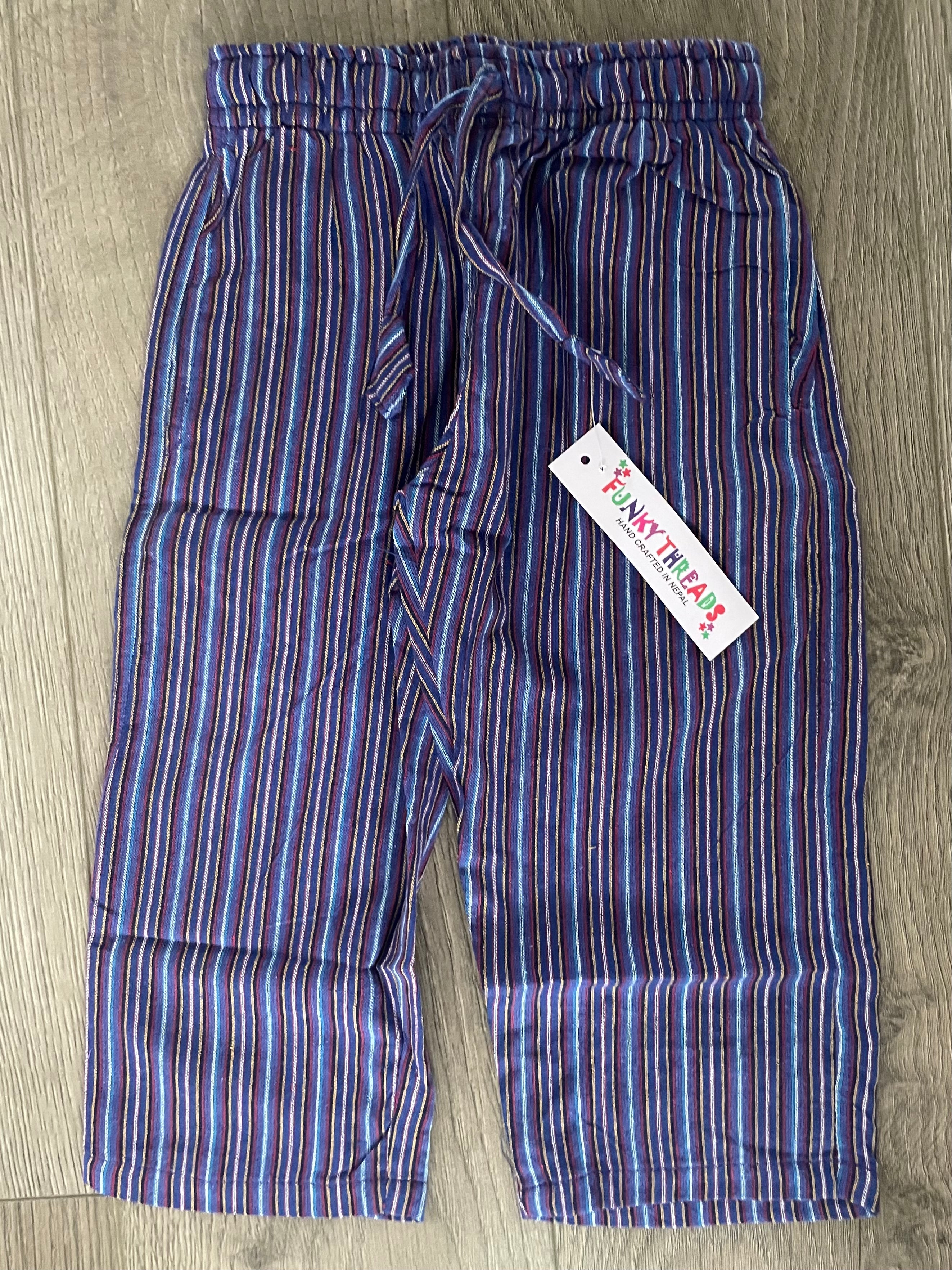 Purple/blue stripe trousers, (age 4-5)
