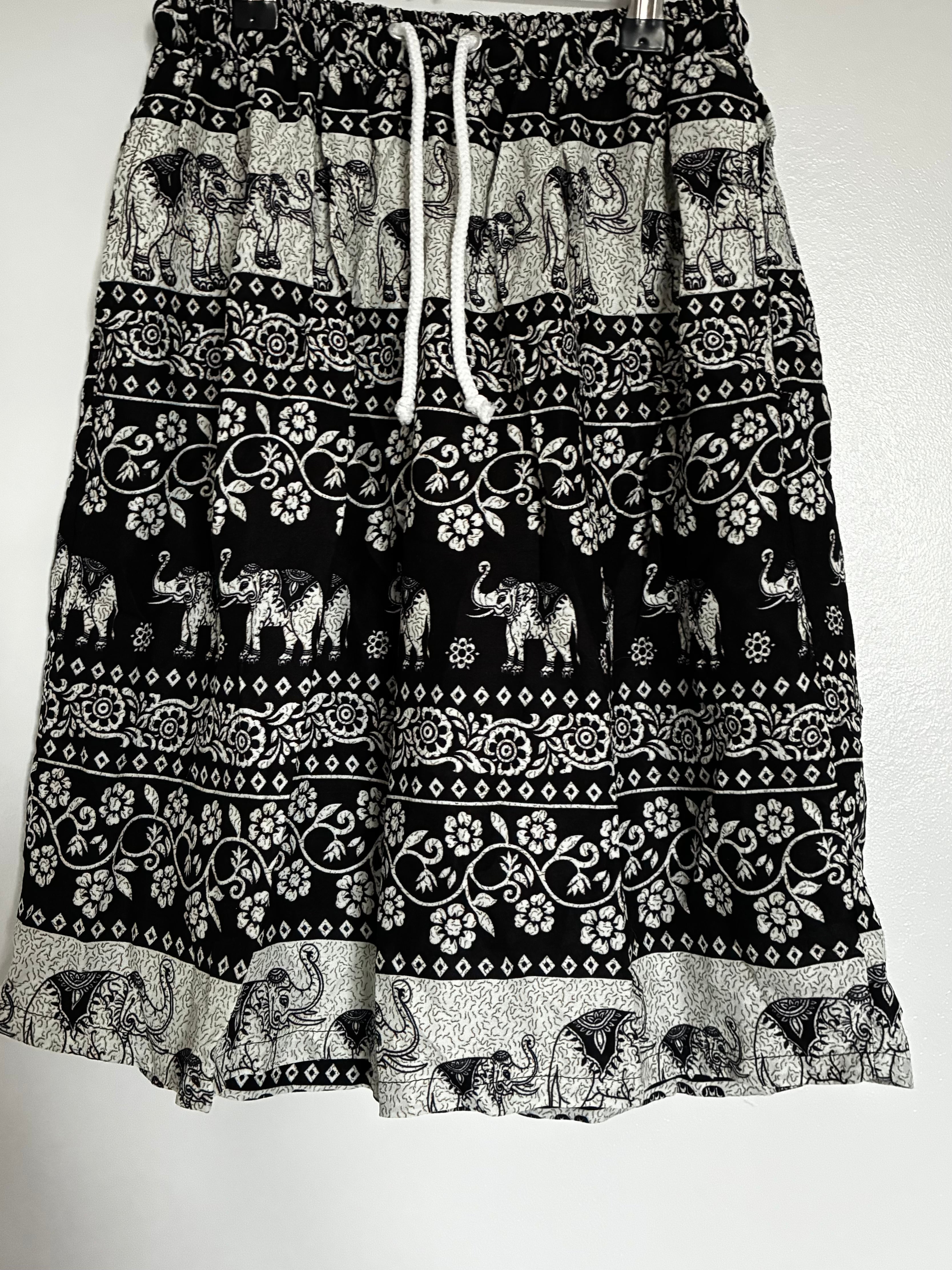 Black/White Elephant Shorts