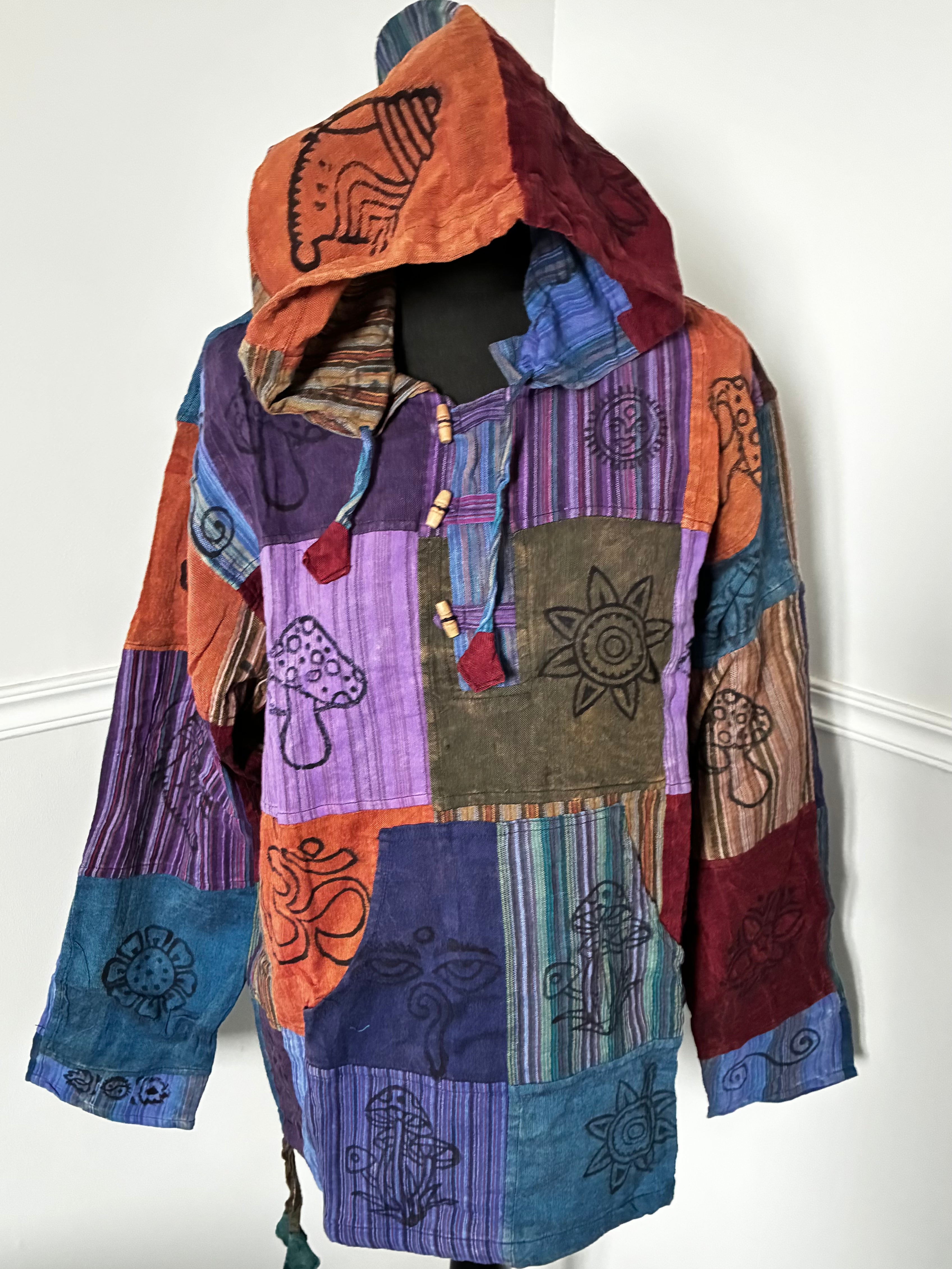 Patchwork Multi Hooded Shirt, L