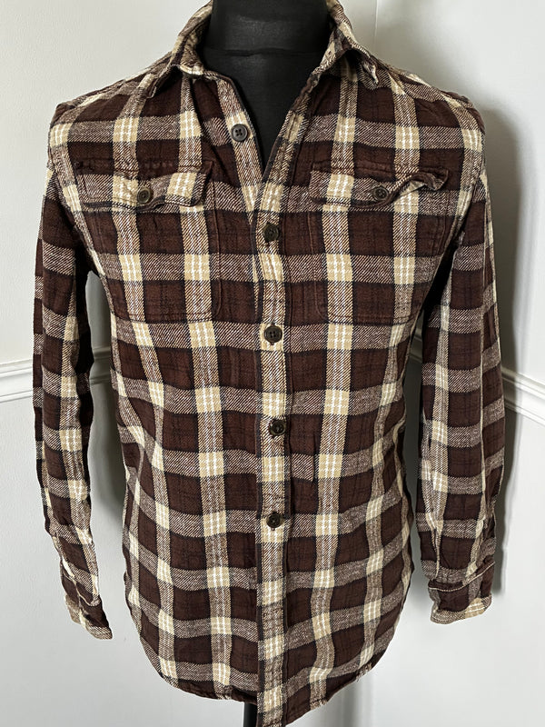 Thick Brown Checked Flannel, 40" Chest