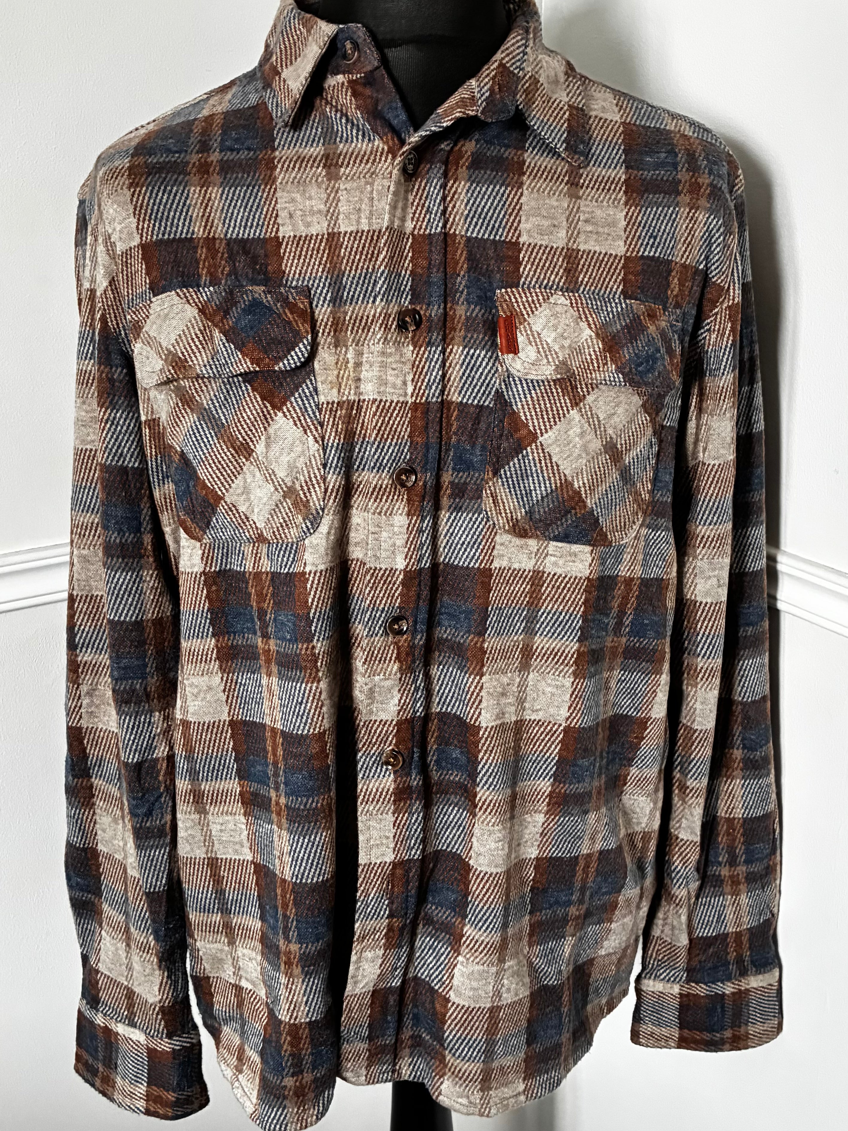 Thick Brown/Blue Checked Flannel, M