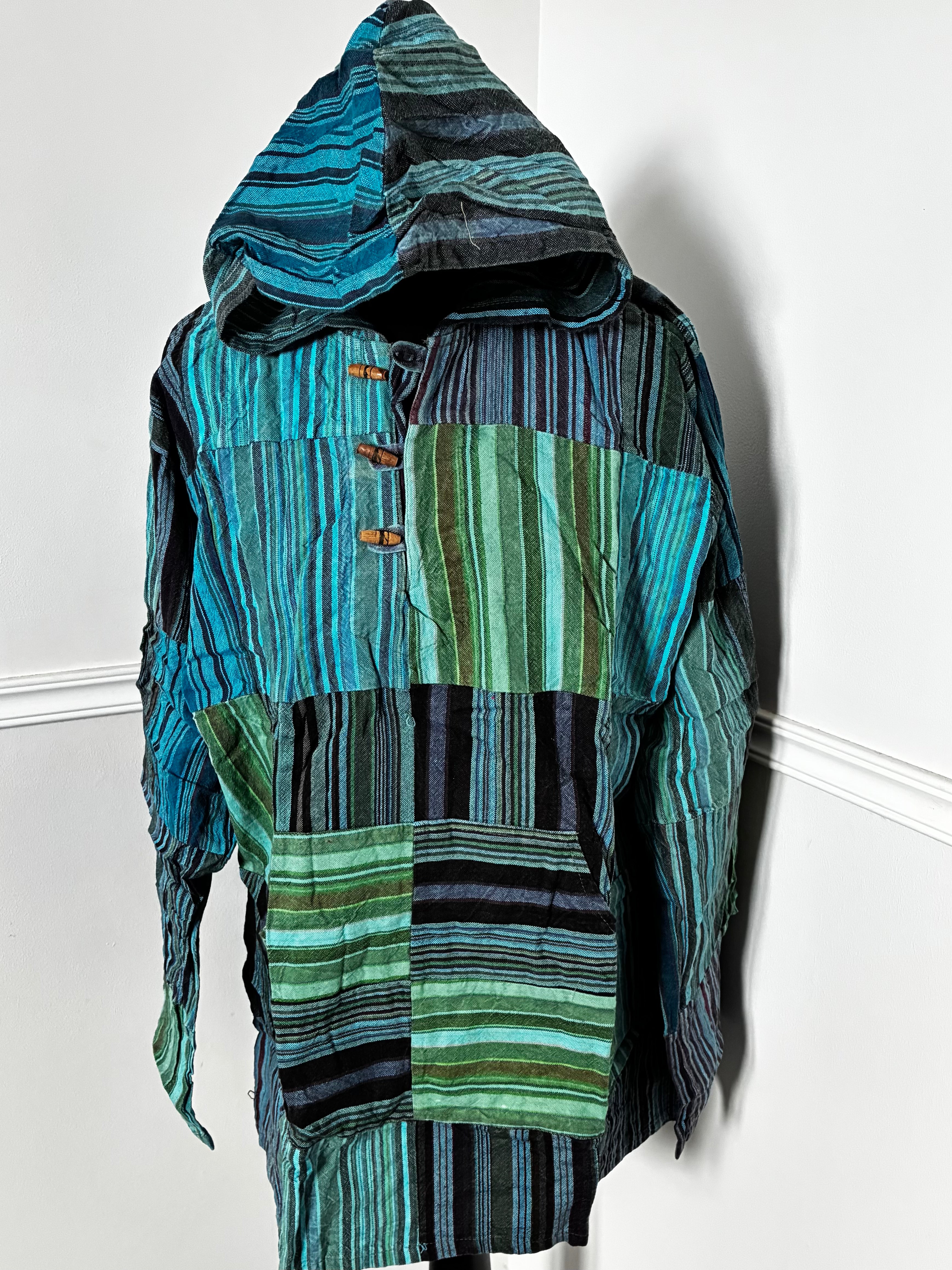 Patchwork Seersucket Shirt, XXL