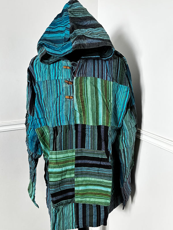 Patchwork Seersucket Shirt, XXL