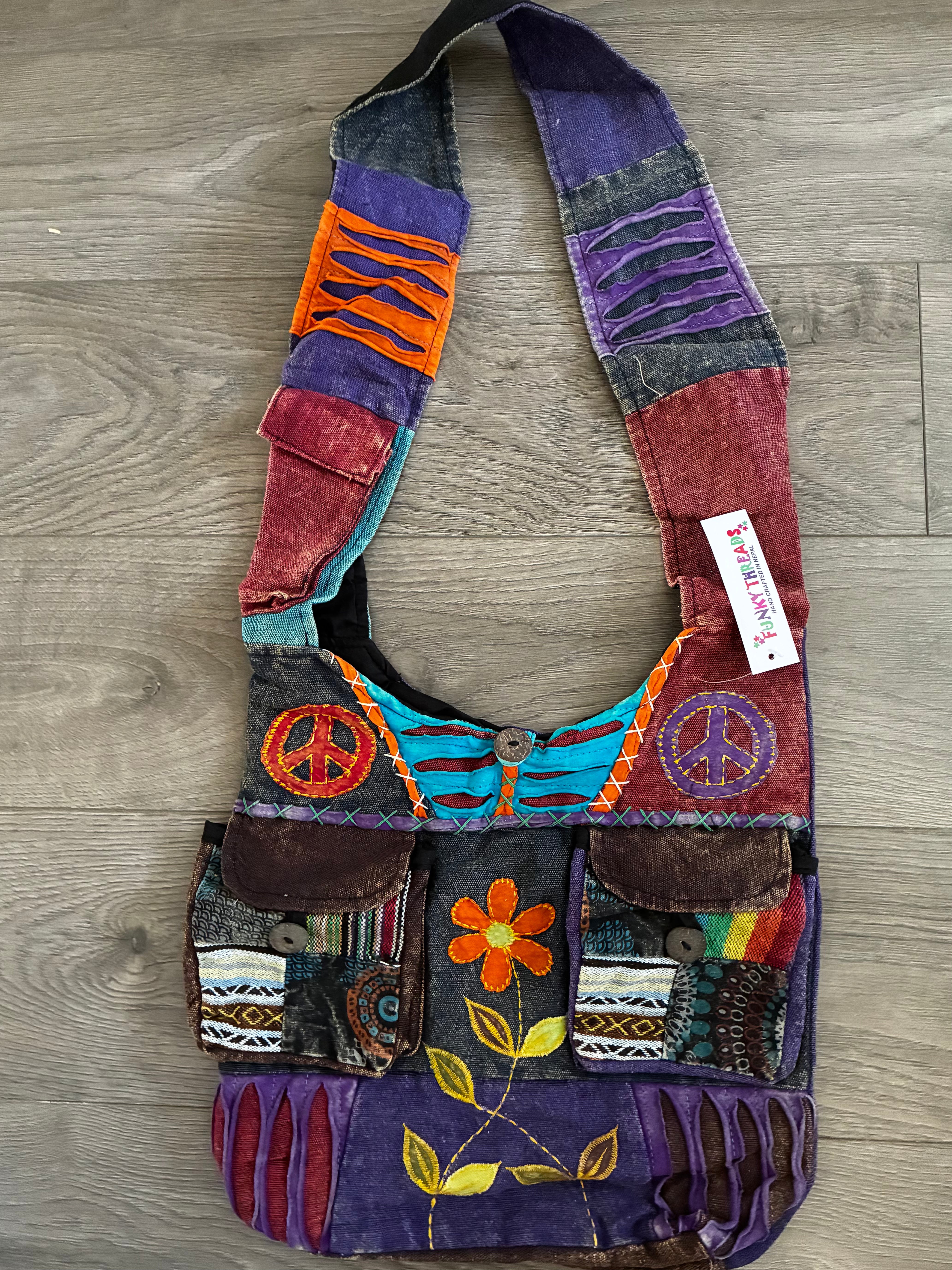 Flower 2 Pocket Shoulder Bag
