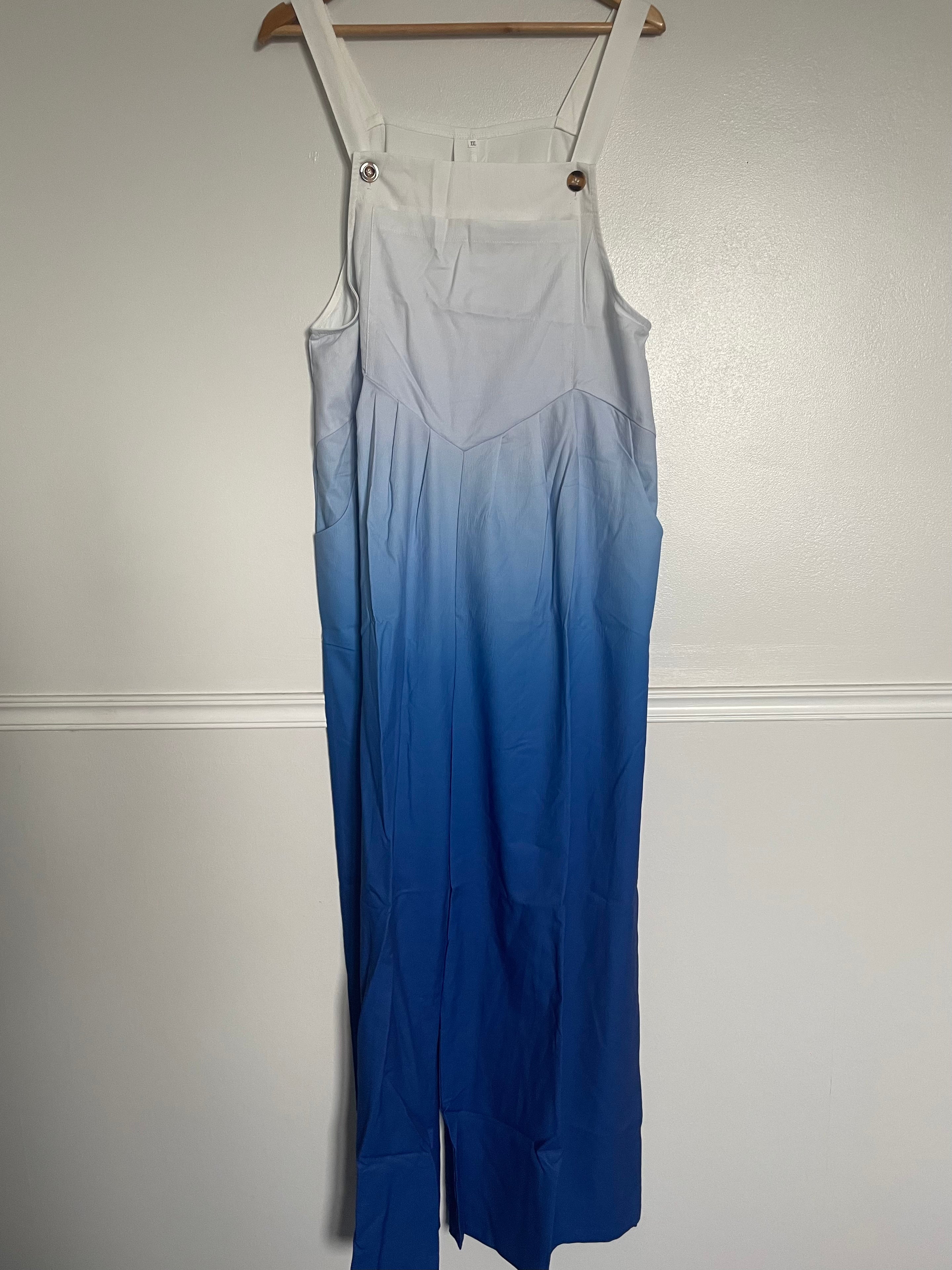 Blue/White Ombré Dungarees, XXL