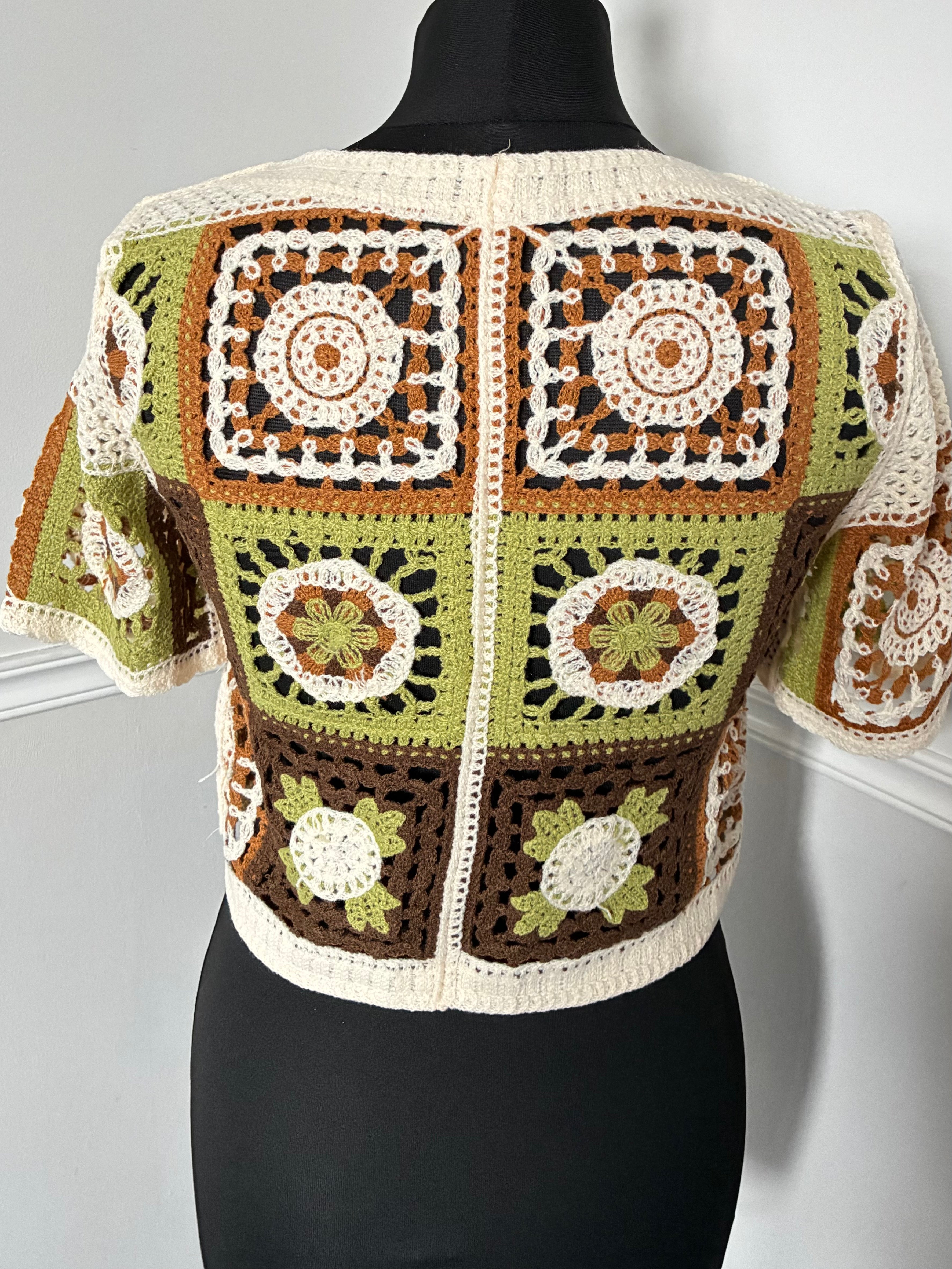 Crochet Short Sleeved Cardigan, S