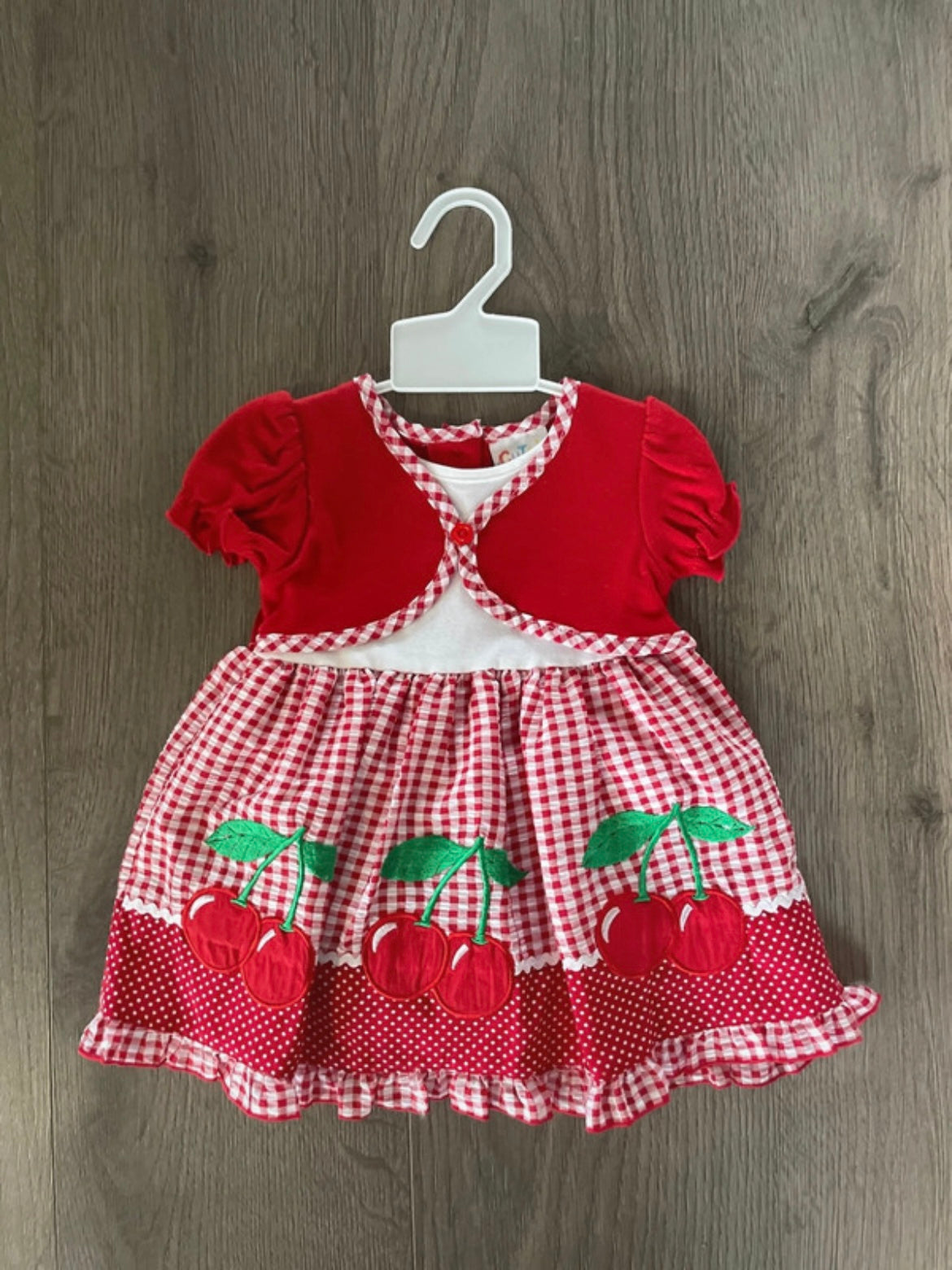 Red Cherry Dress and knickers (3-6 mths)