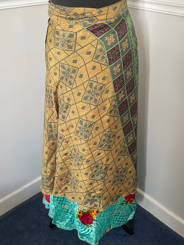 Recycled Saree Reversible Wrap Skirt
