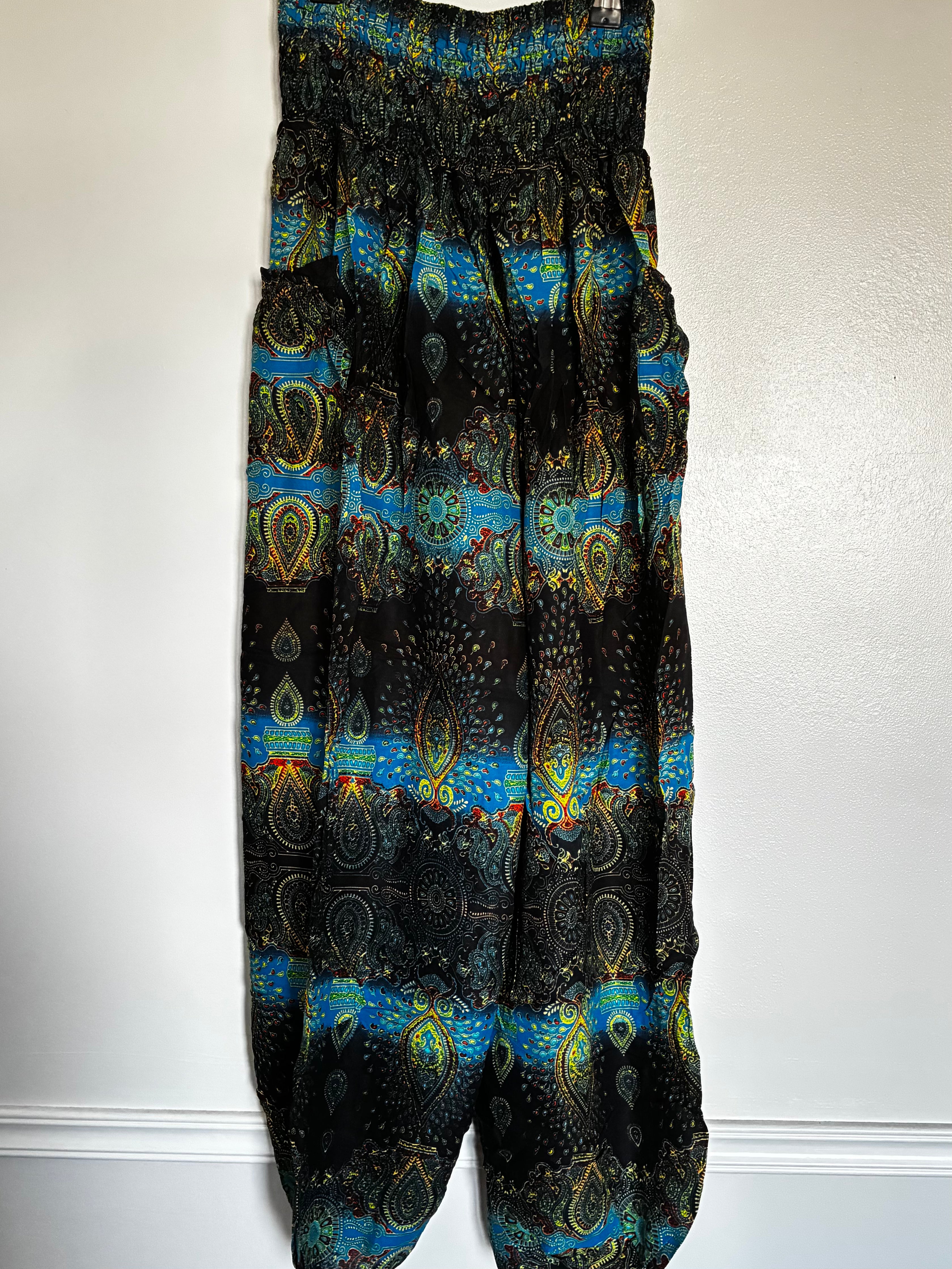 Green/blue Paisley Harem Trousers