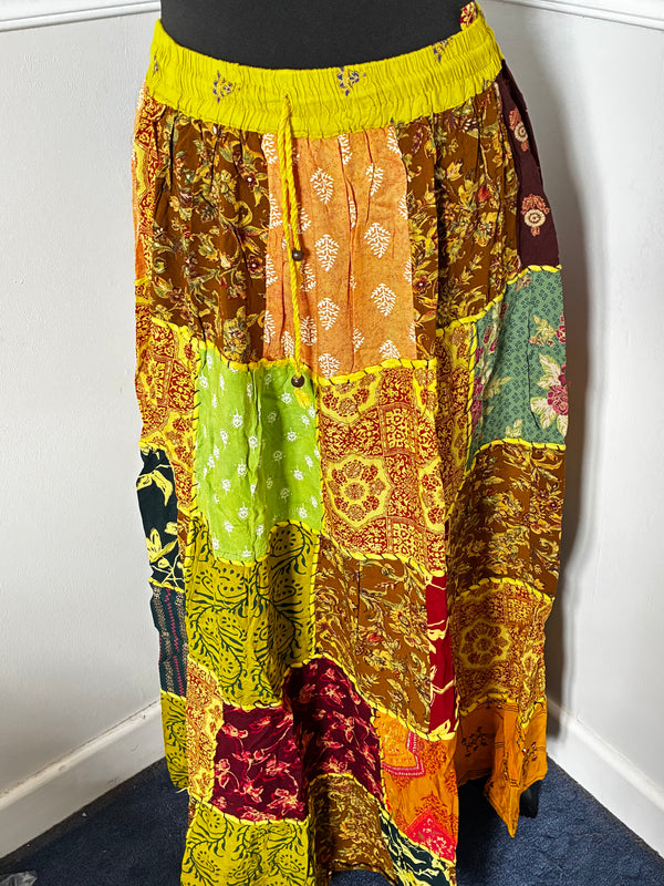 Lime green/Yellow Patchwork Skirt