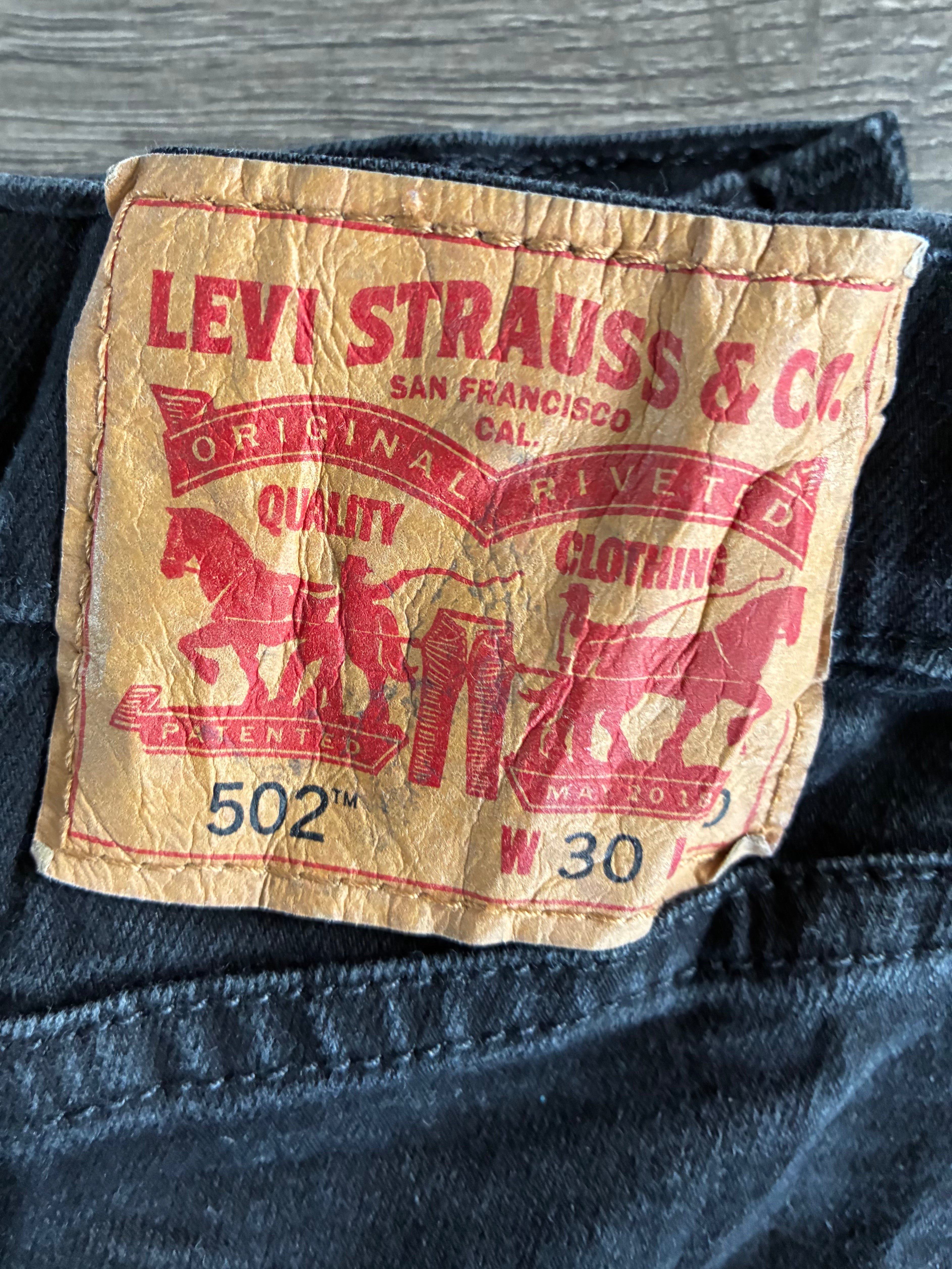 Vintage Levi's 502, Black, Label - W30, L30, Actual Size - W31, L30