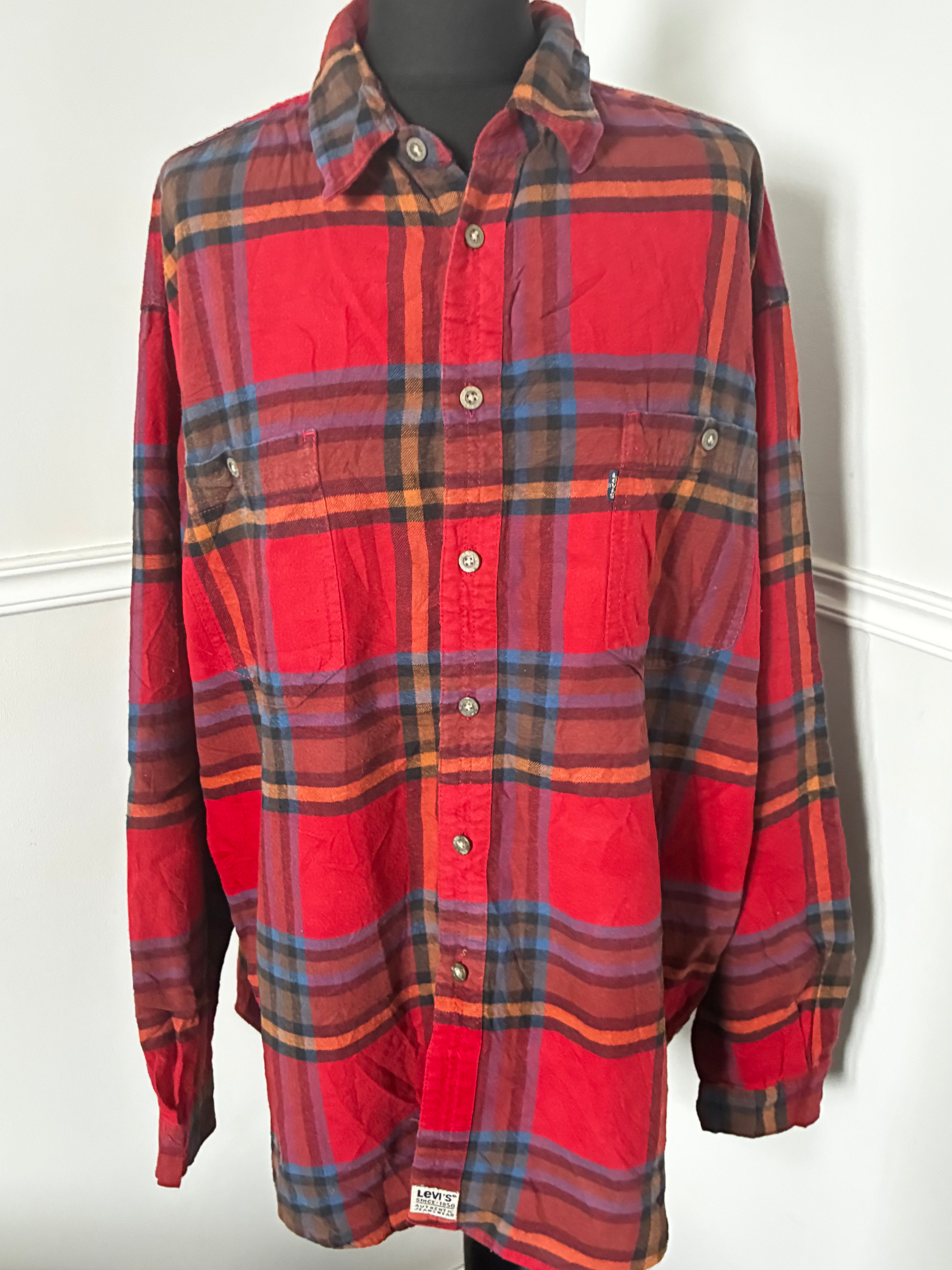 Thin Red Levis Checked Flannel, 54" chest