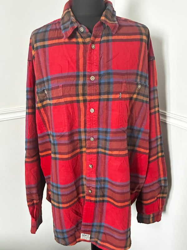Thin Red Levis Checked Flannel, 54" chest