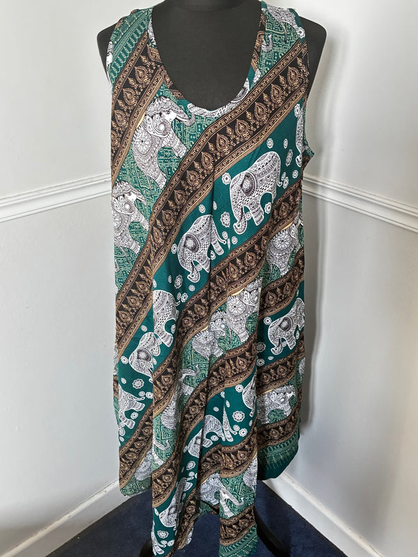 Green/Gold Elephant Dress
