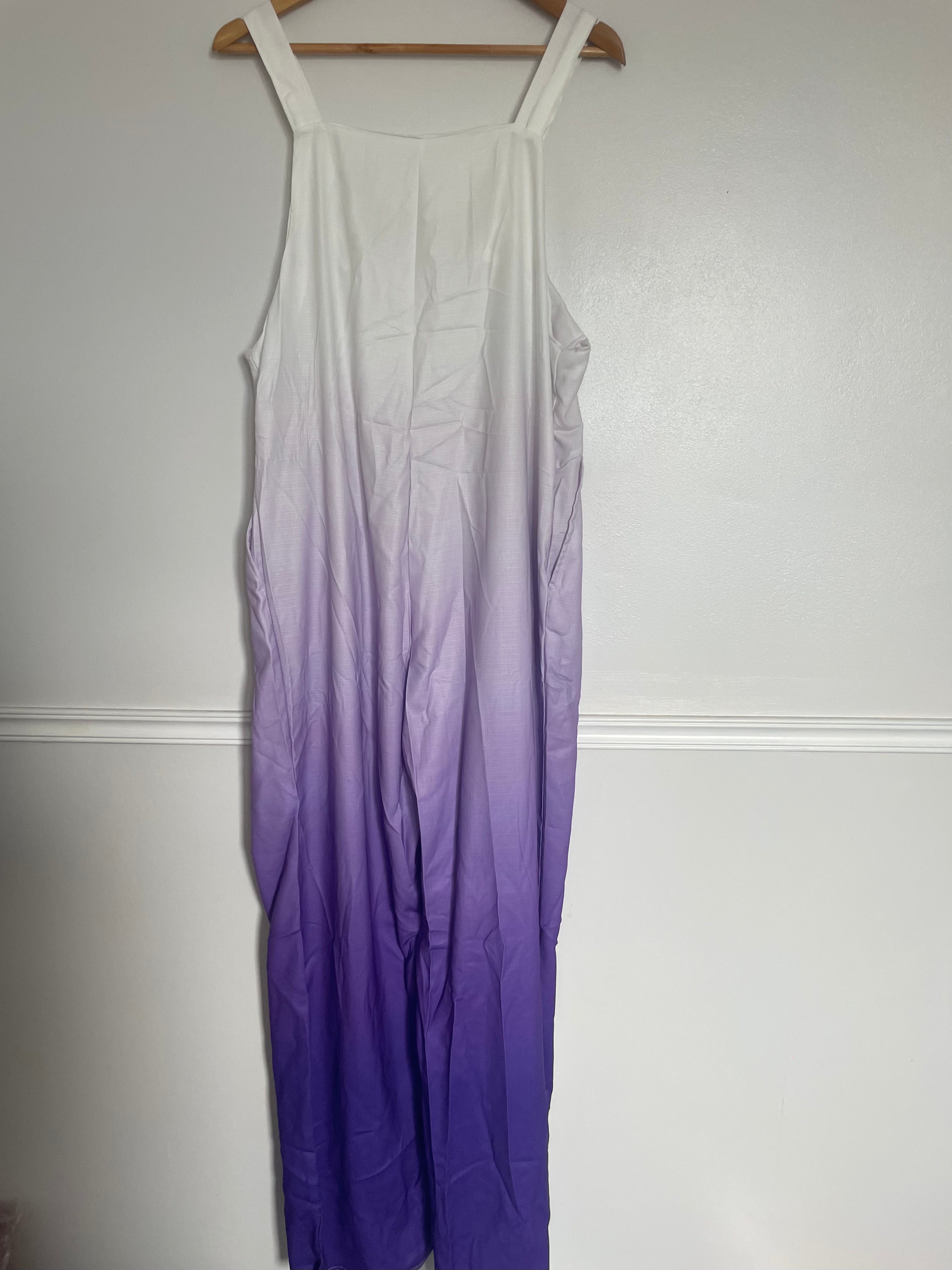 White/Purple Ombré Dungarees, L