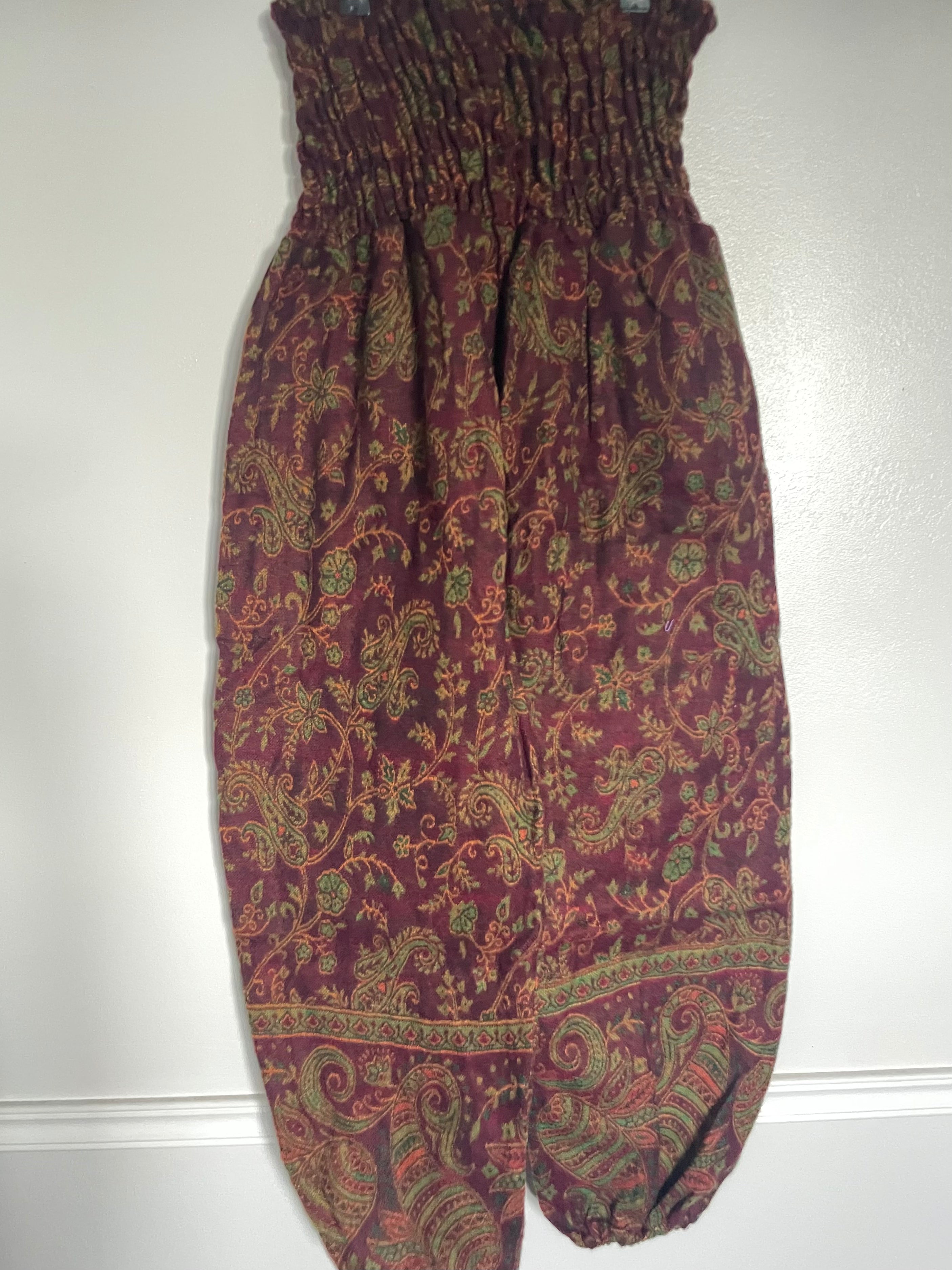 Snuggly Burgundy/Green Paisley Cashmelon Trousers, 26"-50” Waist