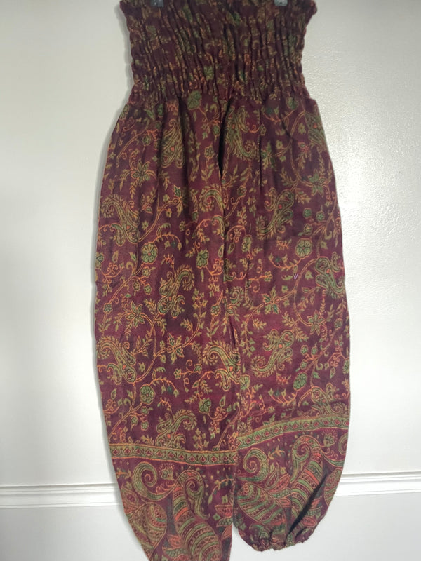 Snuggly Burgundy/Green Paisley Cashmelon Trousers, 26"-50” Waist