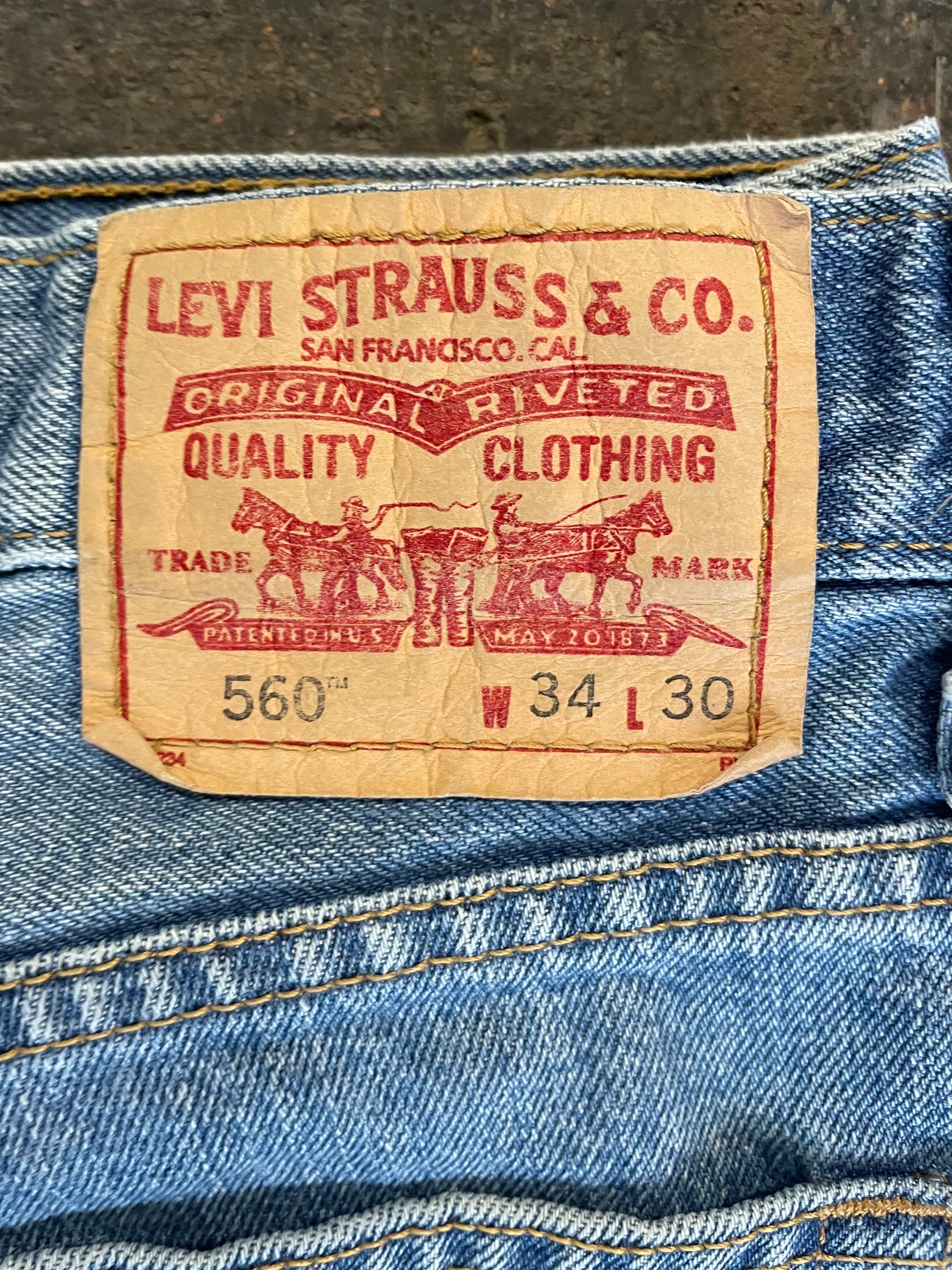 Vintage Levi's 560, Blue, Label - W34, L30, Actual Size - W34, L28