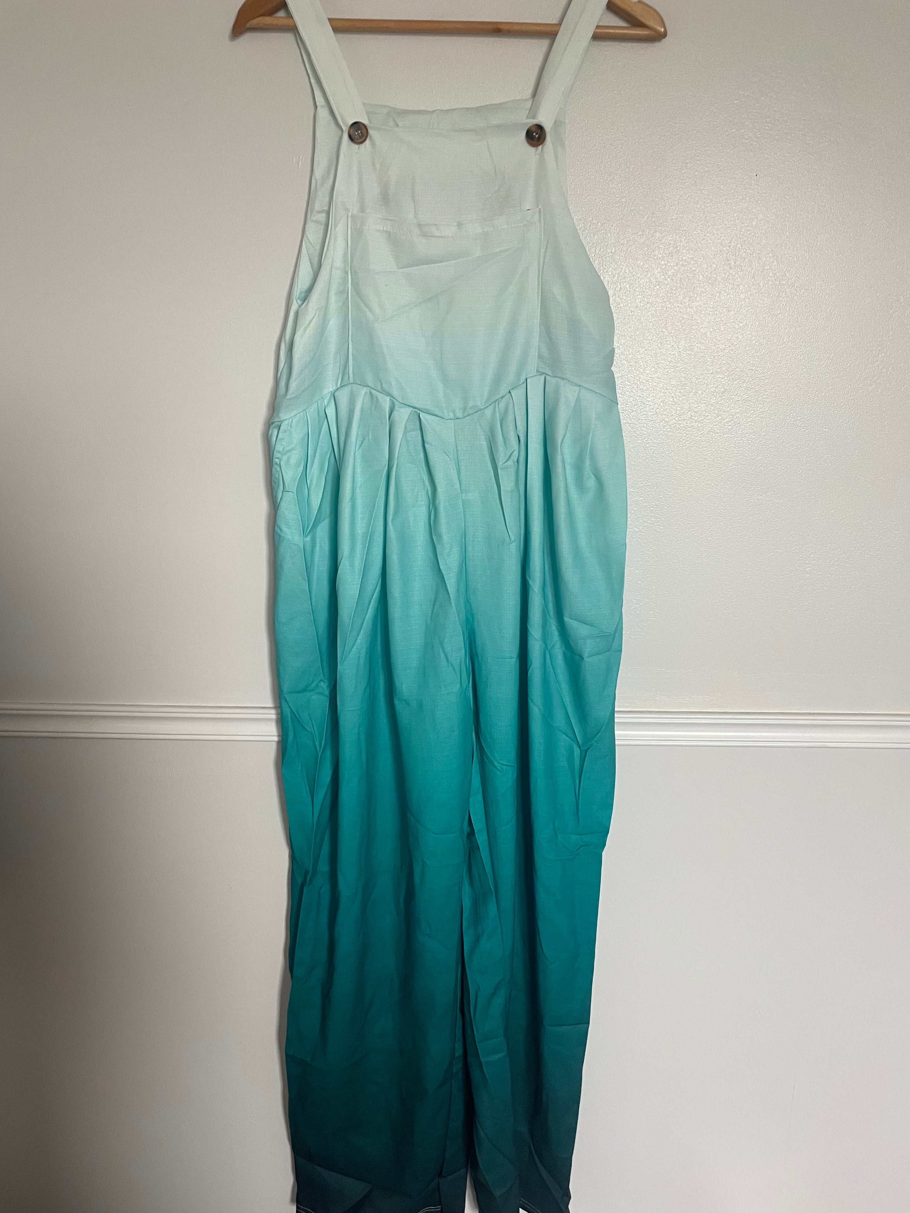 White/Green Ombré Dungarees, S