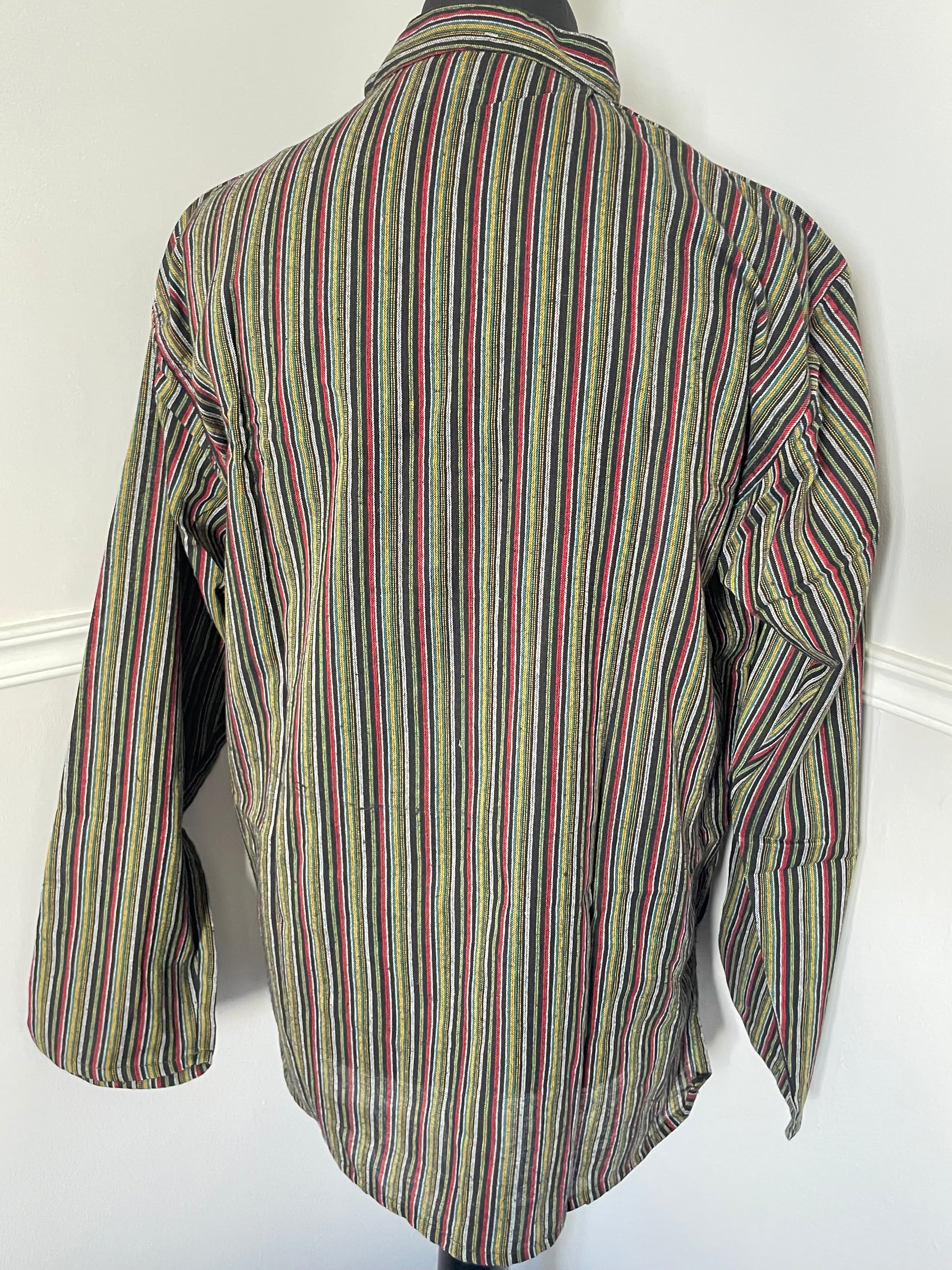 Red/Green Stripe Cotton Shirt, XL