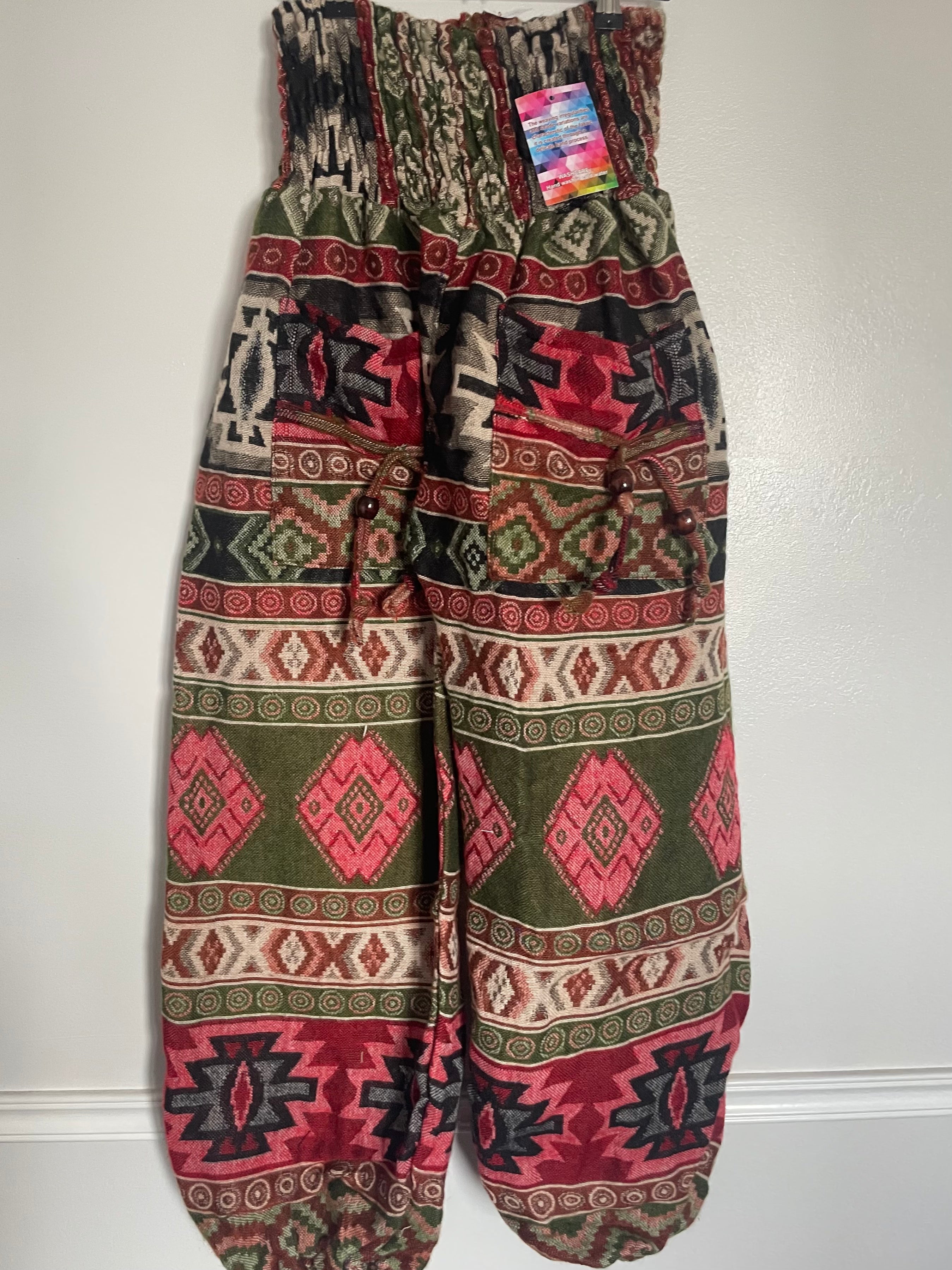 Snuggly Red/Green Diamond Cashmelon Trousers, 24-46” Waist