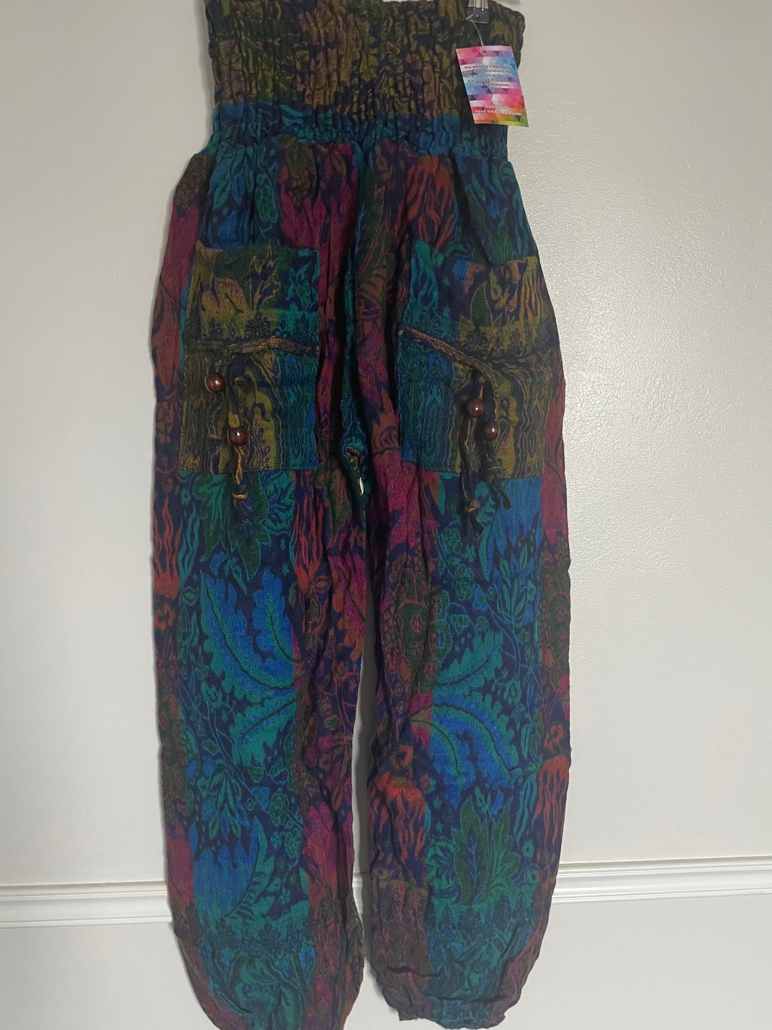 Snuggly Turquoise/Purple Paisley Cashmelon Trousers, 22-49” Waist