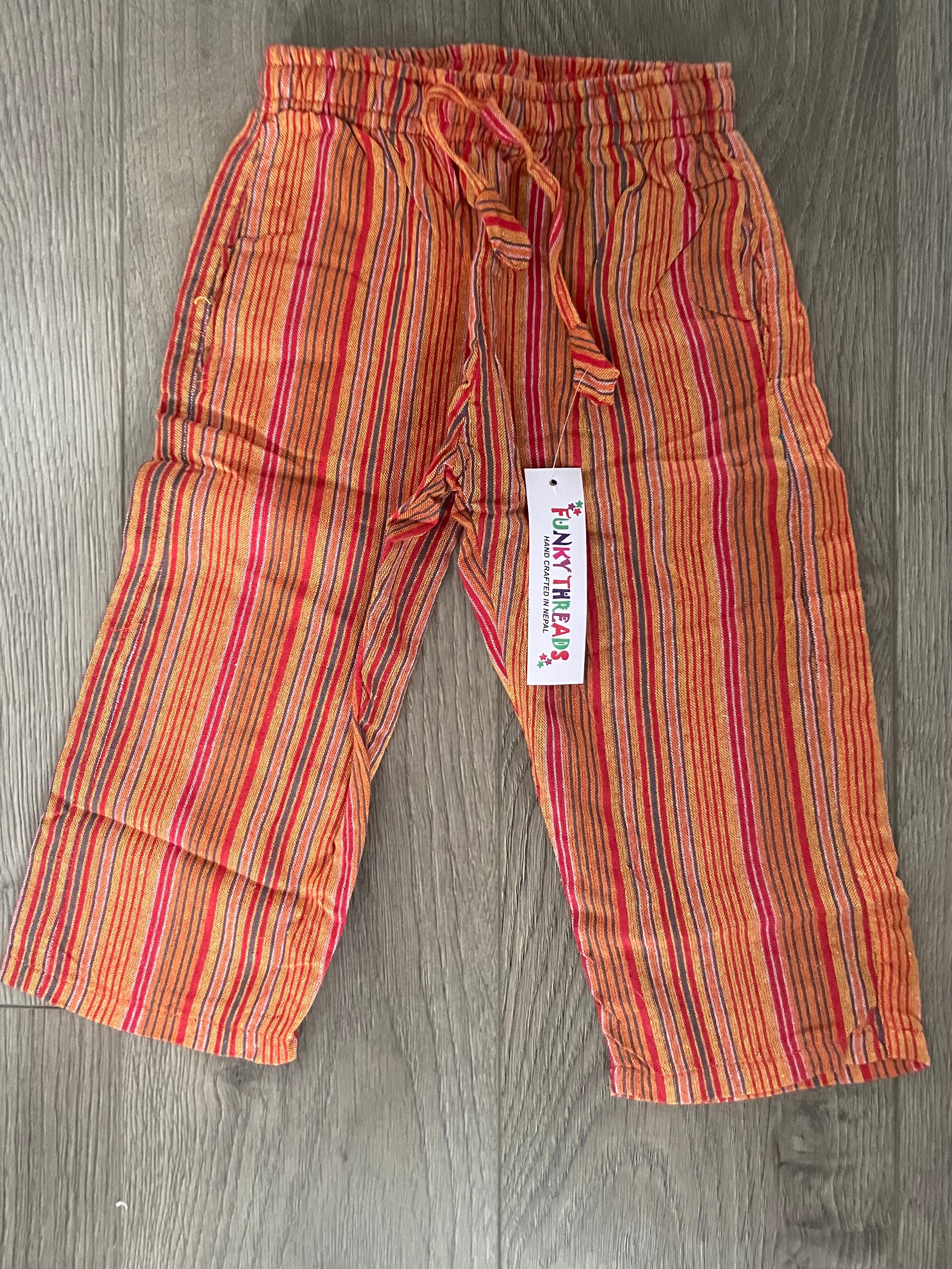 Orange/red stripe trousers, (age 4-5)