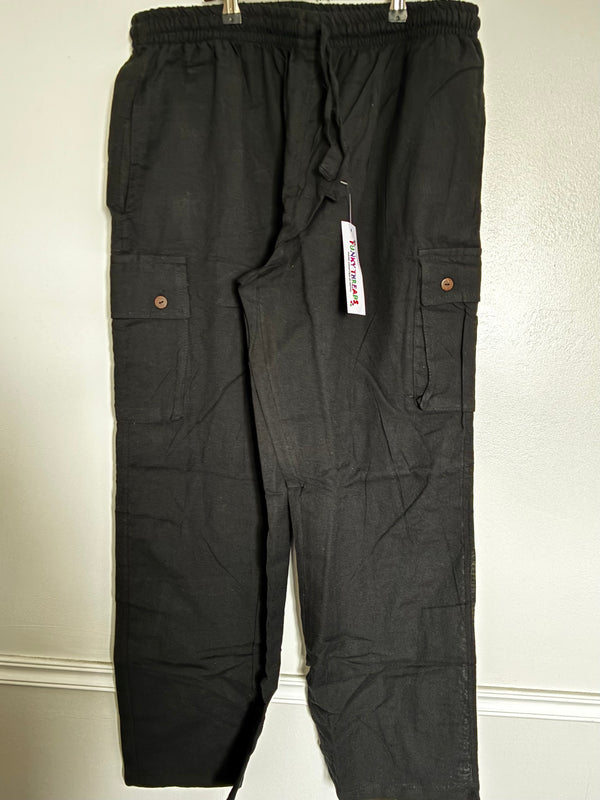 Black Cotton Cargo Trousers S/M