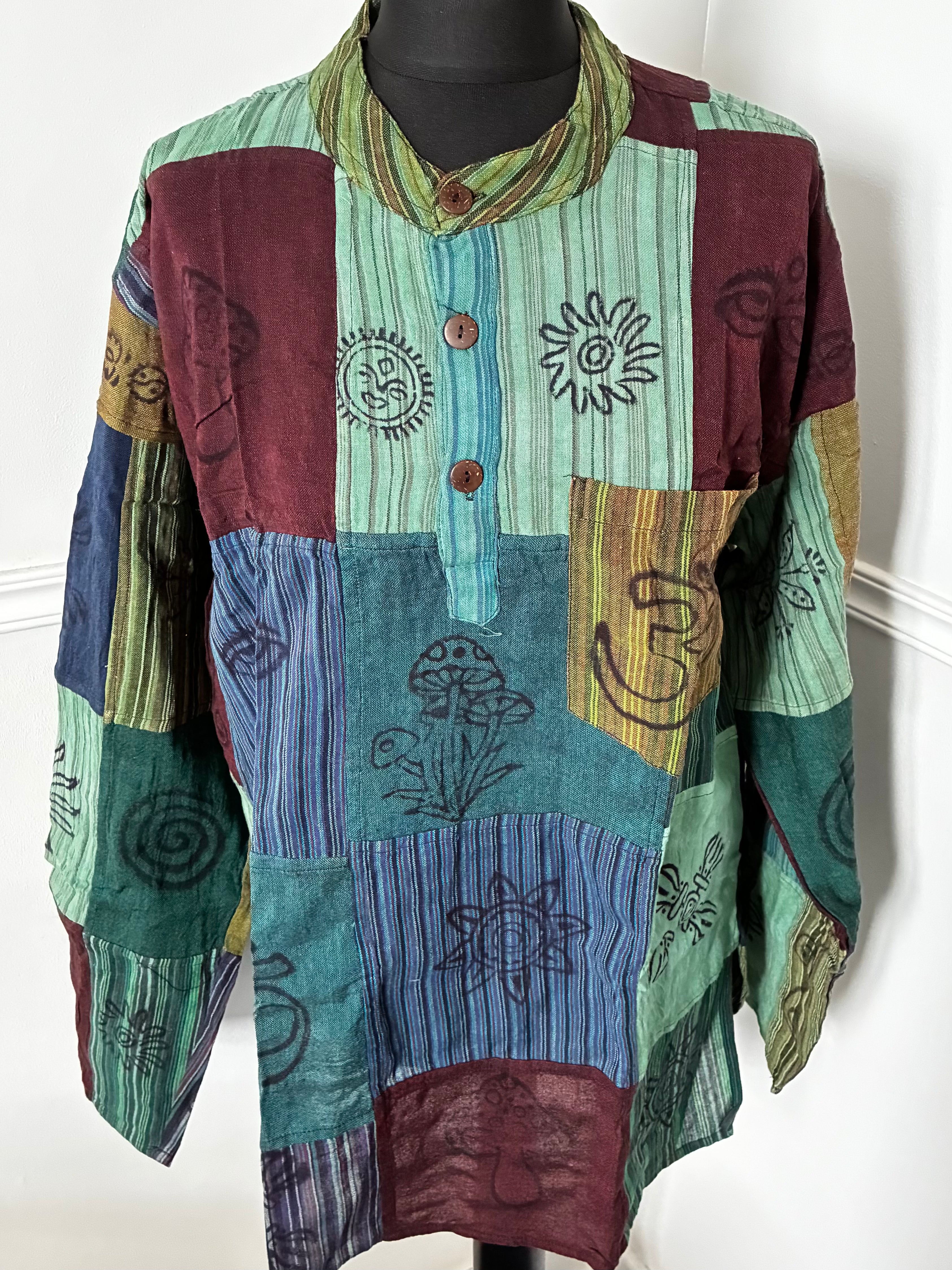 Patchwork Cotton Shirt, XL