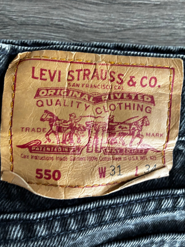 Vintage Levi's 550, Black, Label - W31, L34 Actual Size - W31, L33