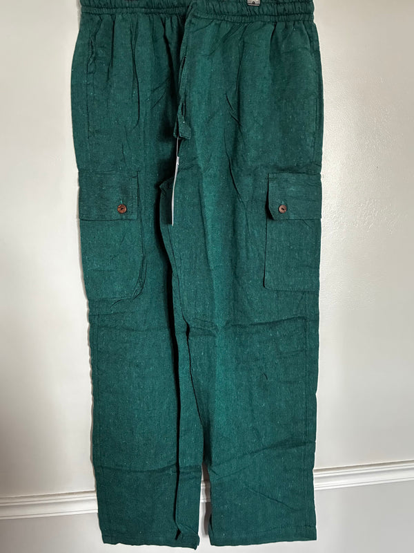 Teal Cotton Cargo Trousers, L