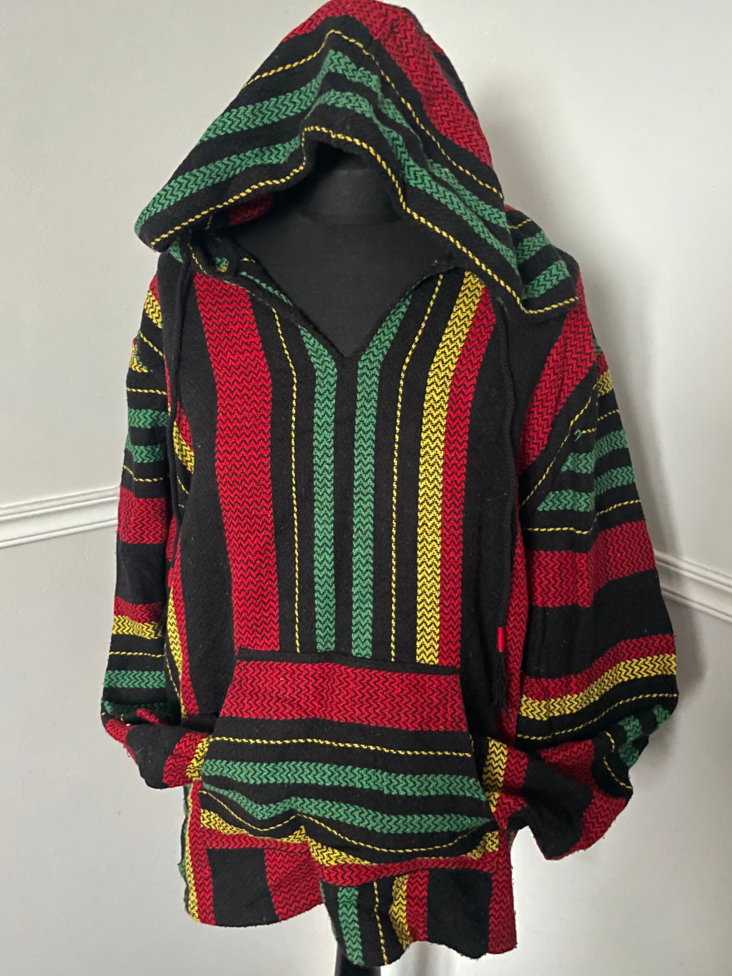 Black/Red/Yellow/Green Baja Hoodie, L