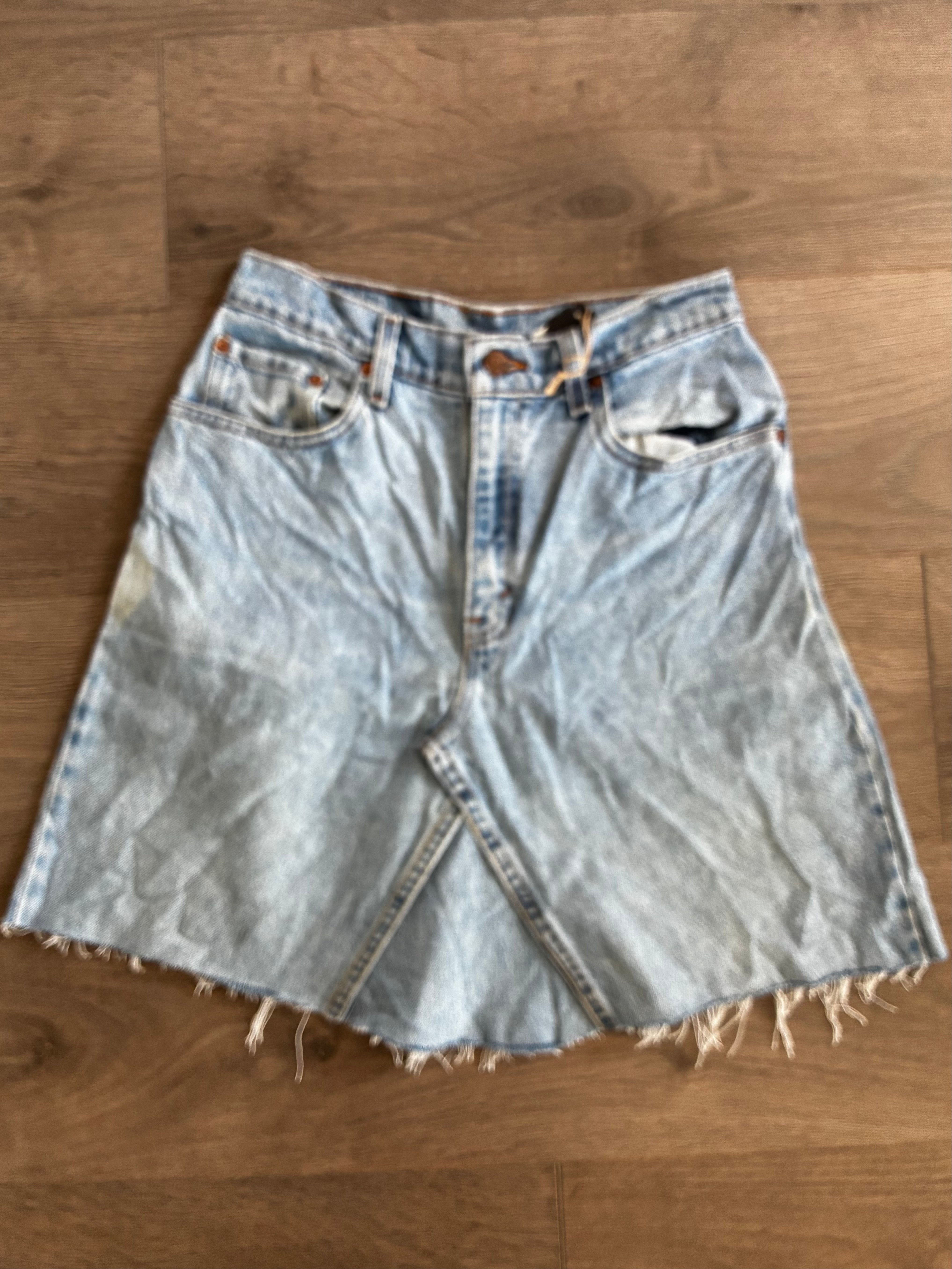 Vintage Up-cycled Levi's 550 Skirt, Light Blue, Size 10
