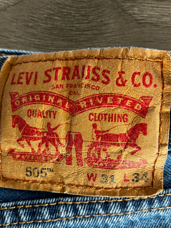 Vintage Levi's 505, Blue, Label - W31, L34, Actual Size - W32, L34