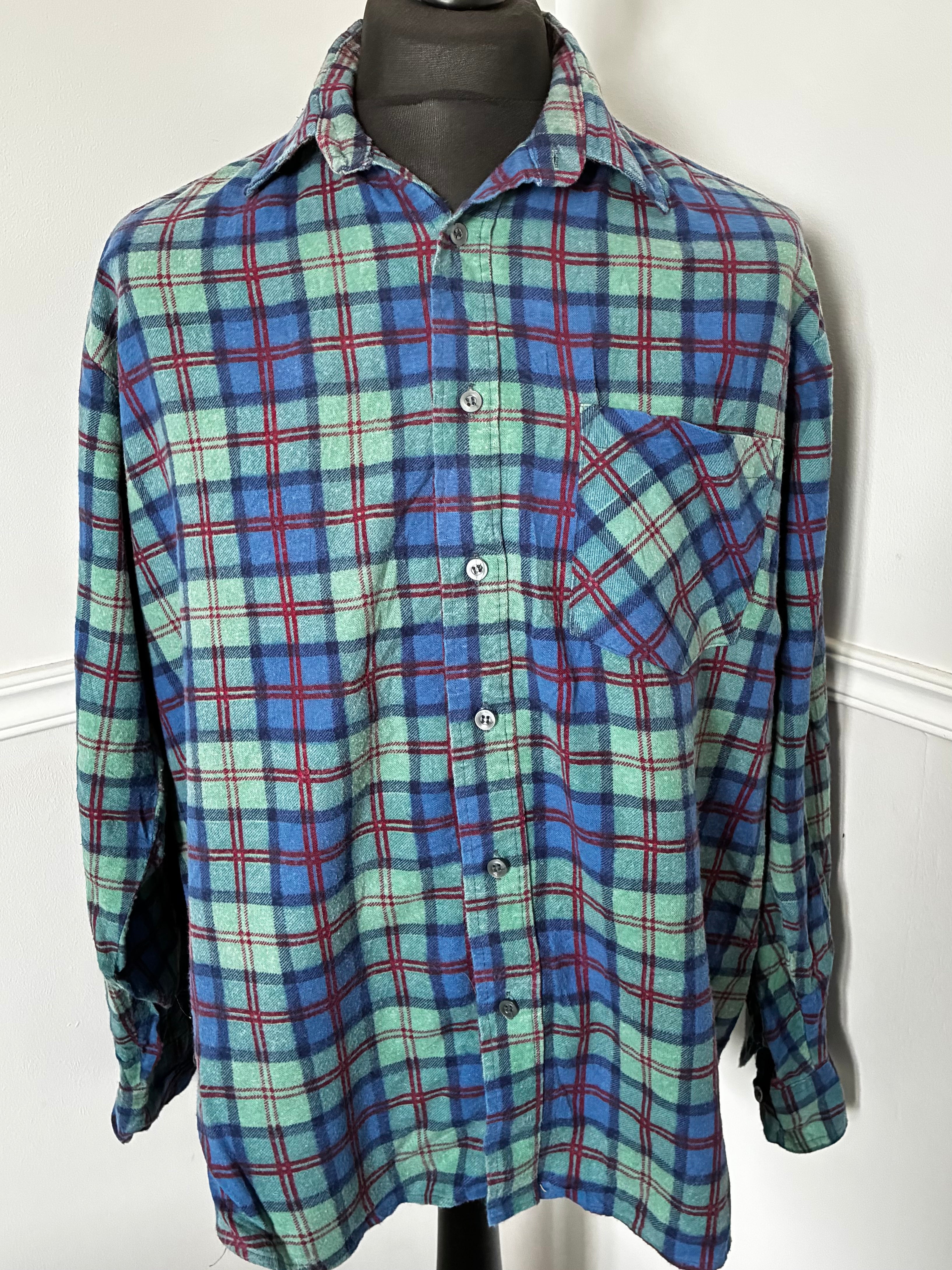 Thin Blue/Green/Red Checked Flannel, L
