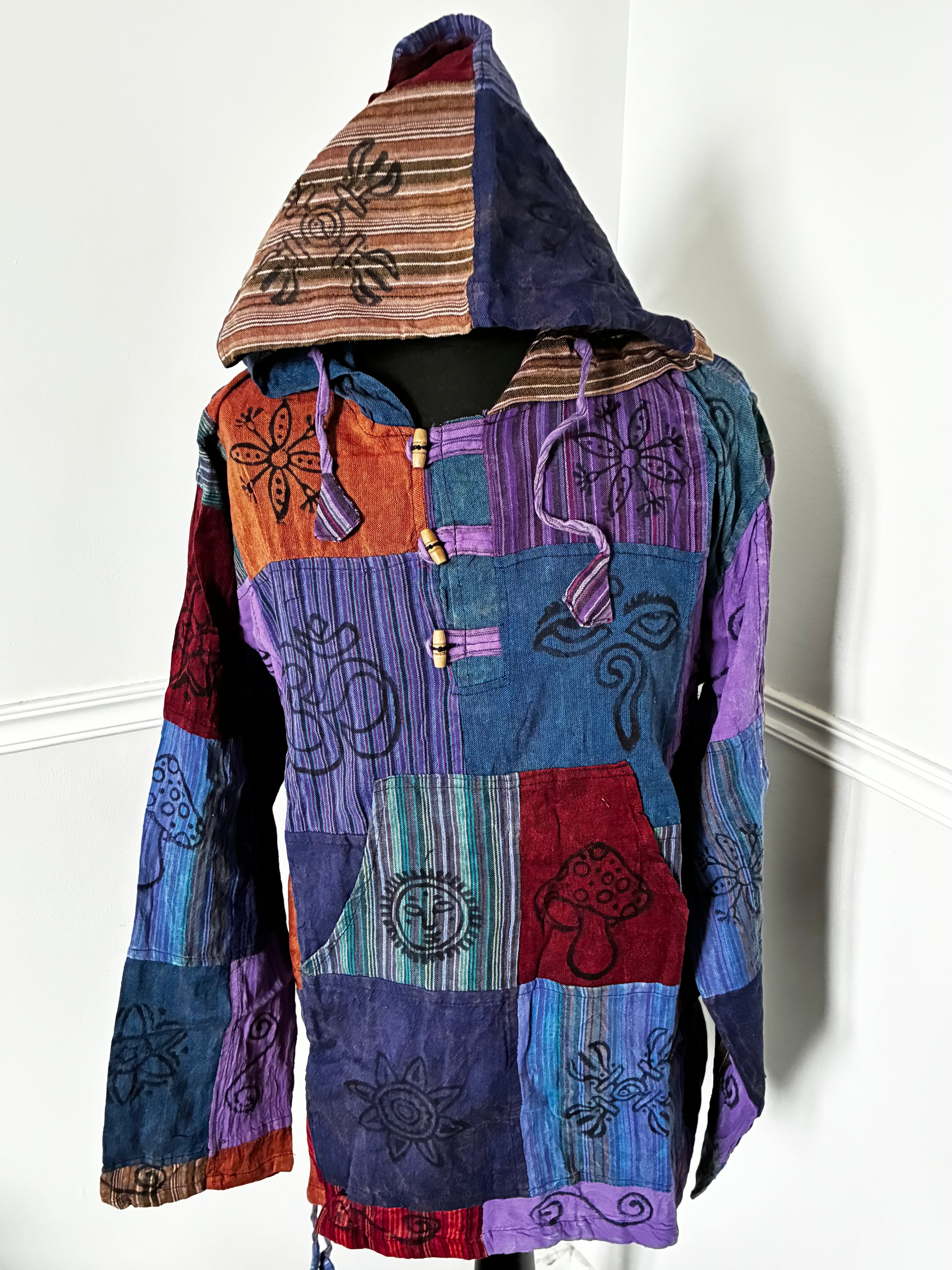 Patchwork Multi Hooded Shirt, L