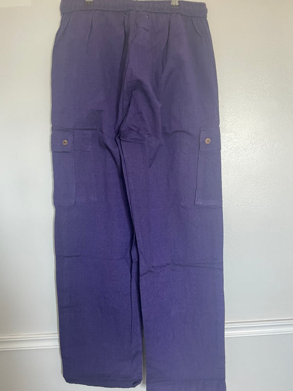 Purple Cotton Cargo Trousers, XL