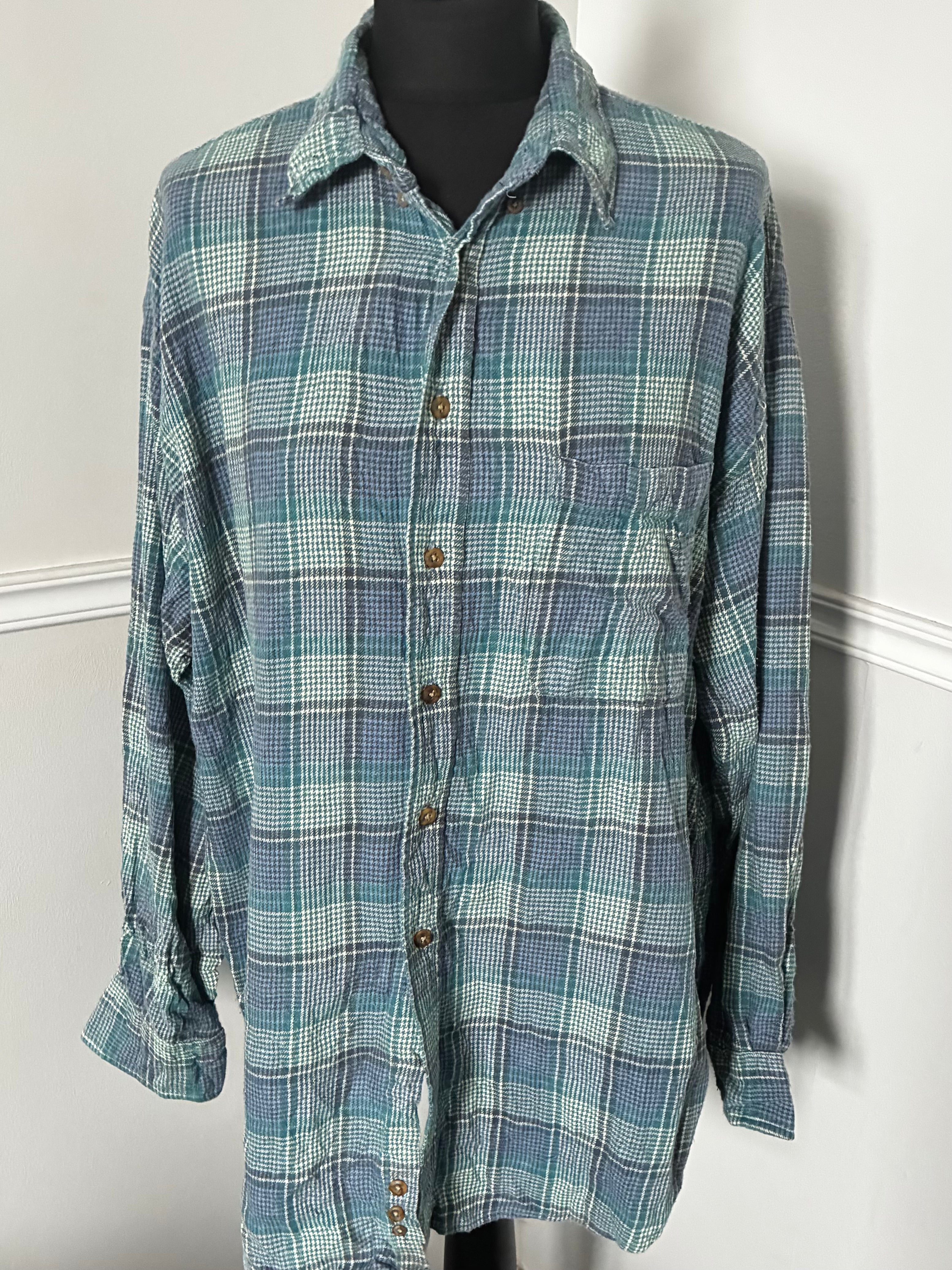 Thin Blue Checked Flannel, 50" chest