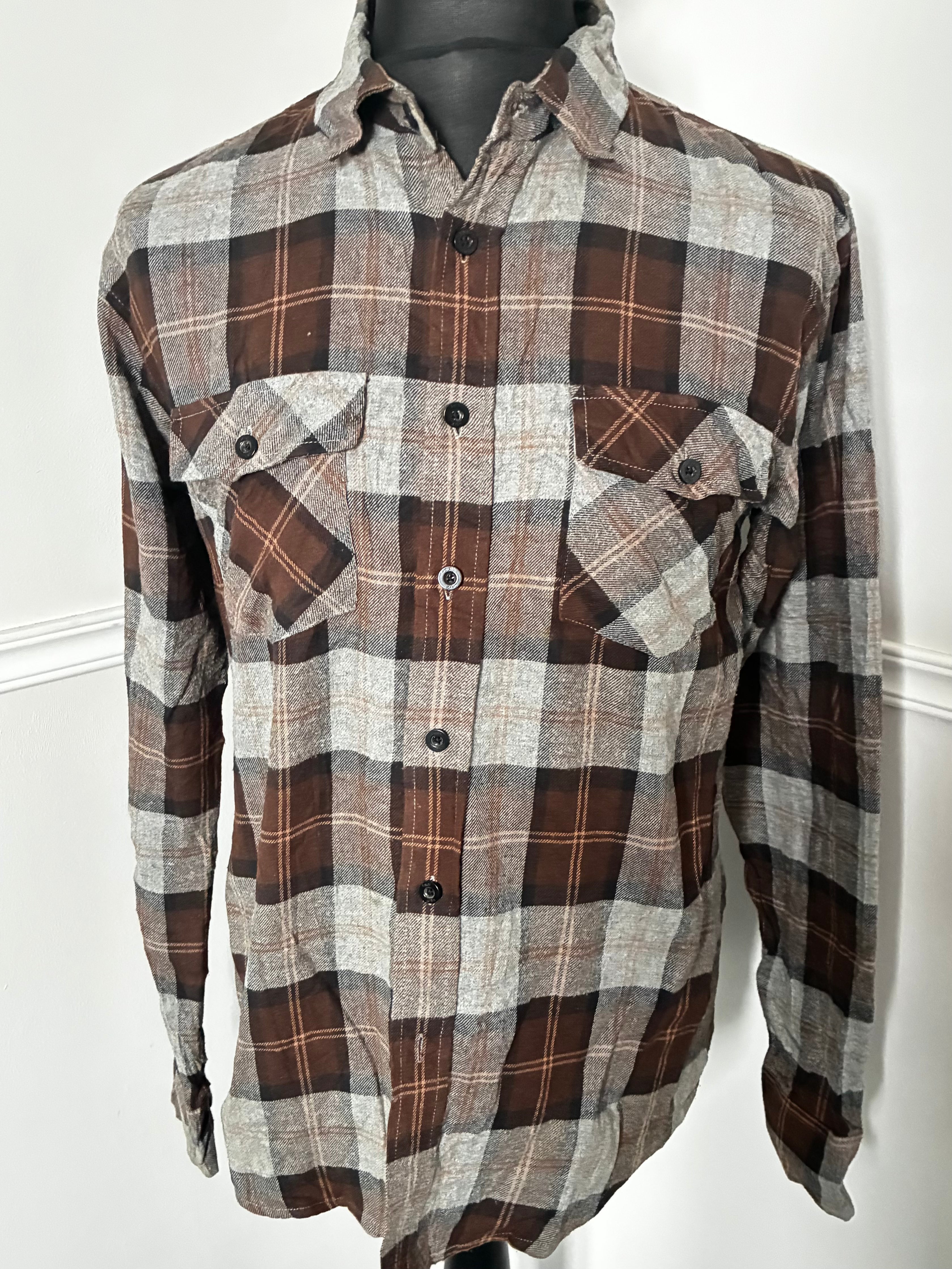 Thin Brown Checked Flannel, 43" chest