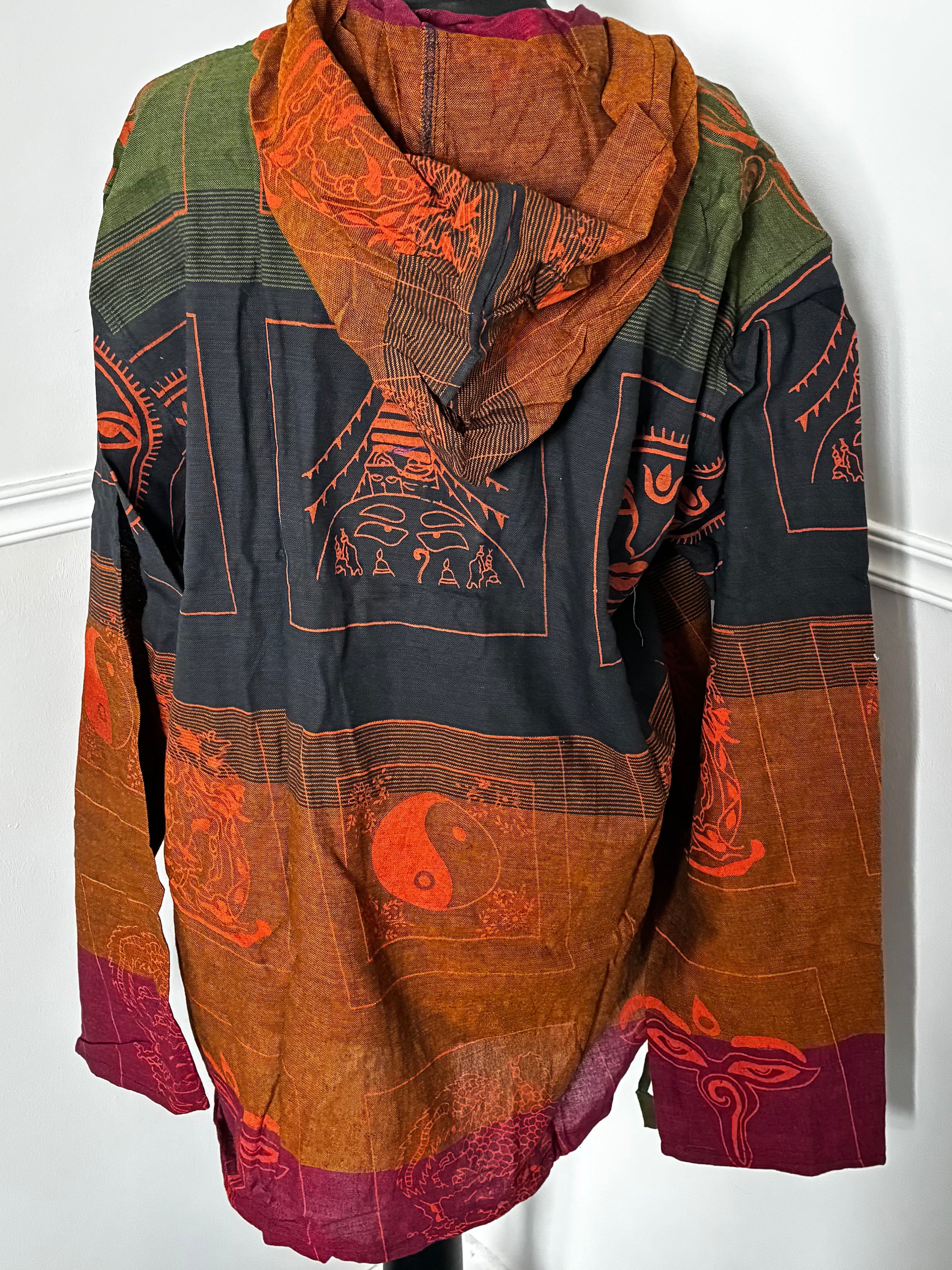 Patchwork Multi Hooded Shirt, XL