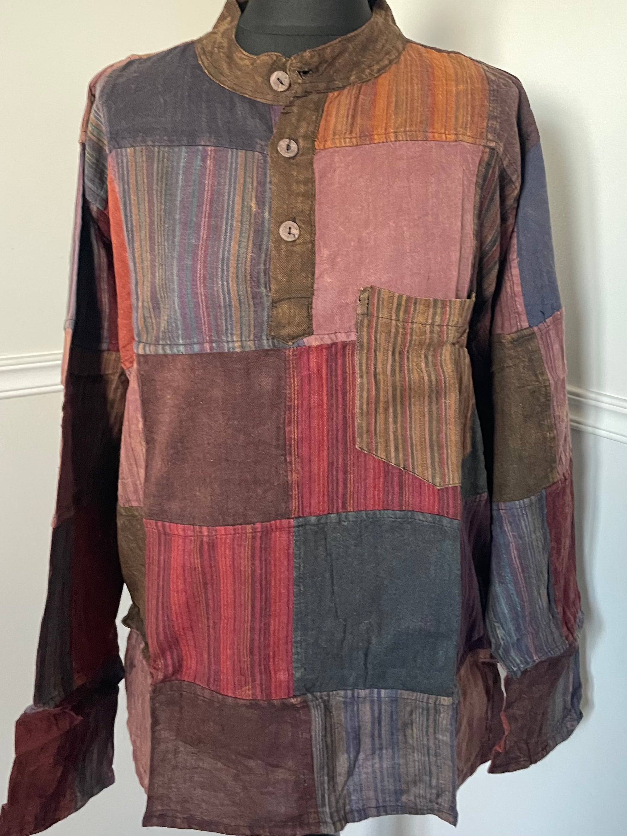 Patchwork Cotton Shirt, L